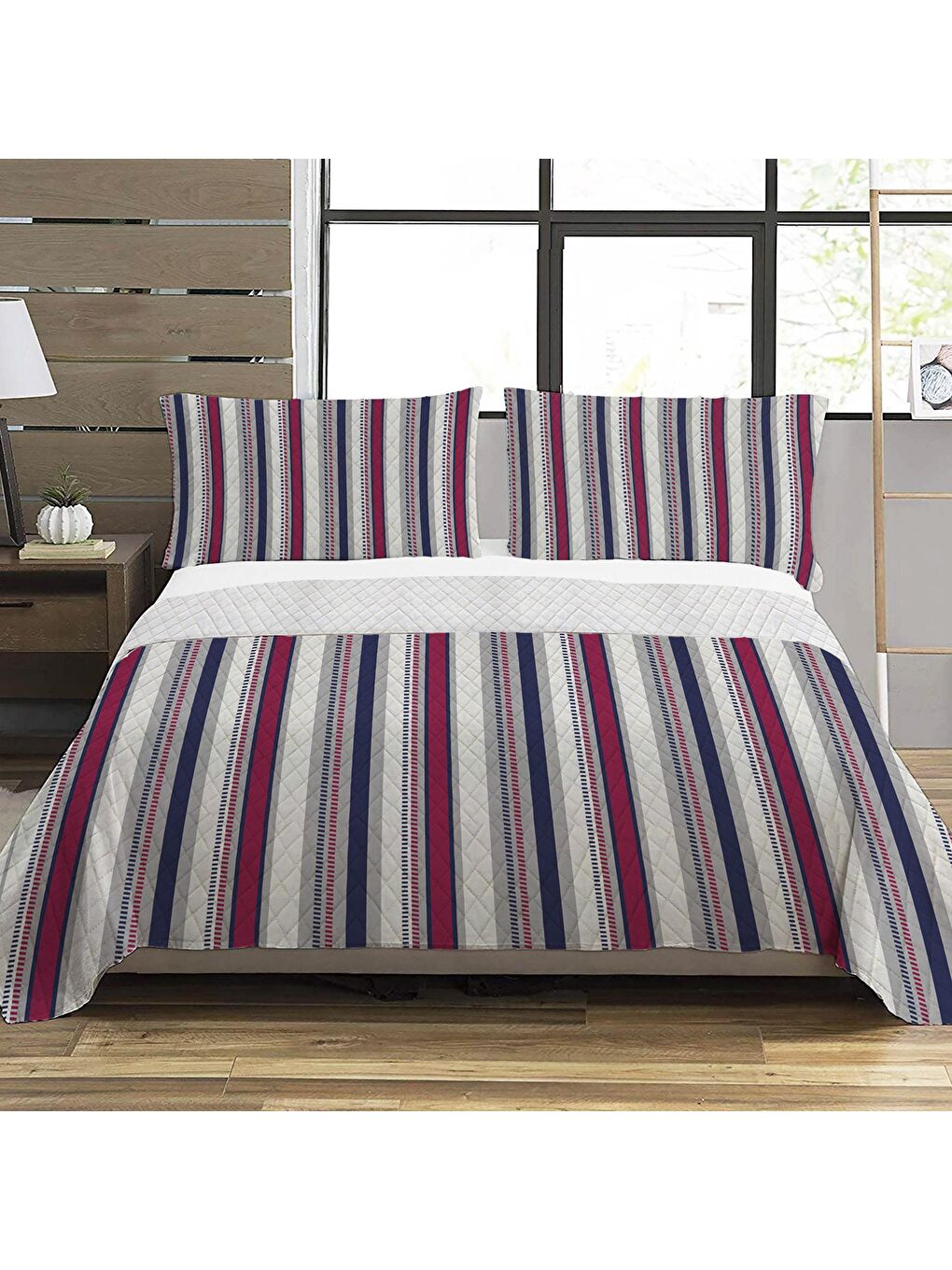 Karışık Modern Desen Çift Kişilik Baskılı Pike (200x220 Cm) Renkli