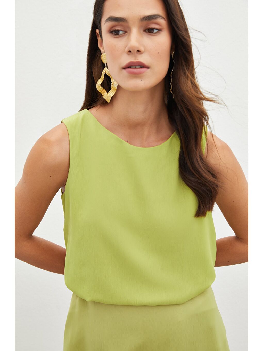 Kolsuz Salaş Bluz - Yağ Yeşili-3