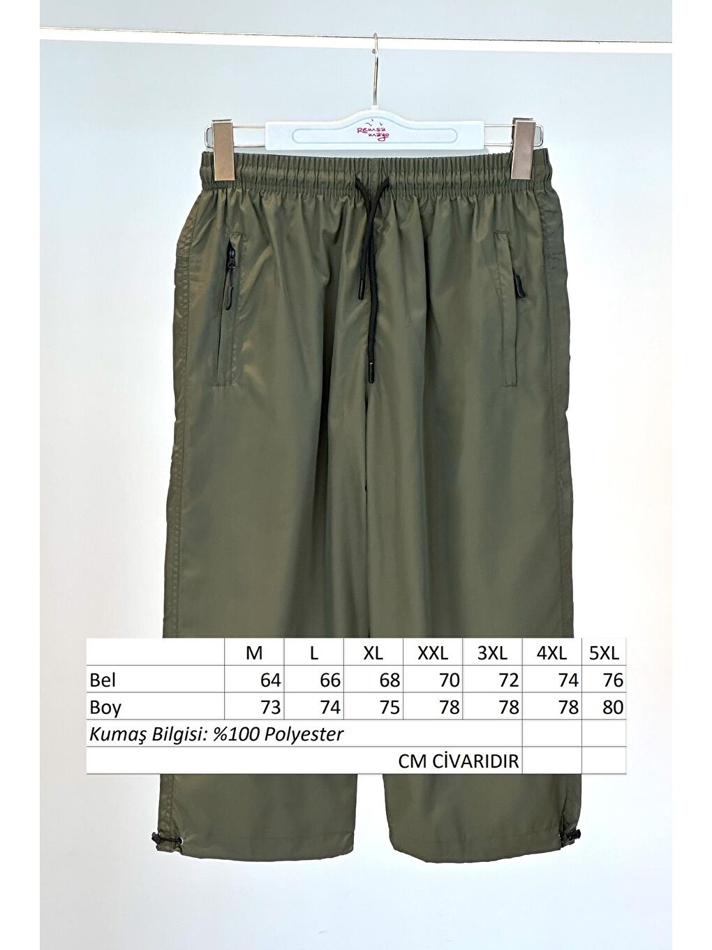 Erkek Havuz Deniz Uzun Kapri Şort Mayo RKS-01 Haki-4