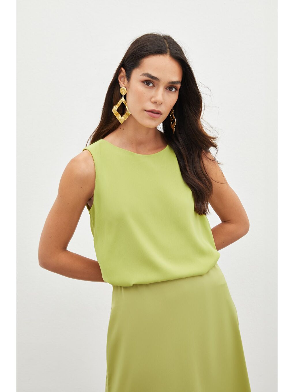 Kolsuz Salaş Bluz - Yağ Yeşili-4