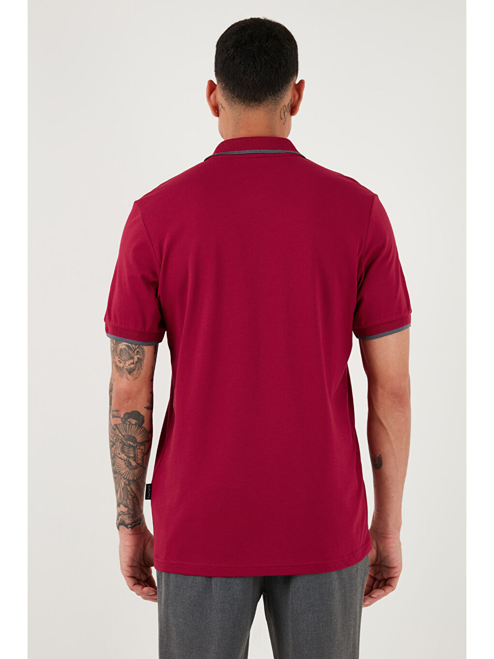 Bordo Pamuklu Regular Fit Polo Yaka Tişört 5902063-5