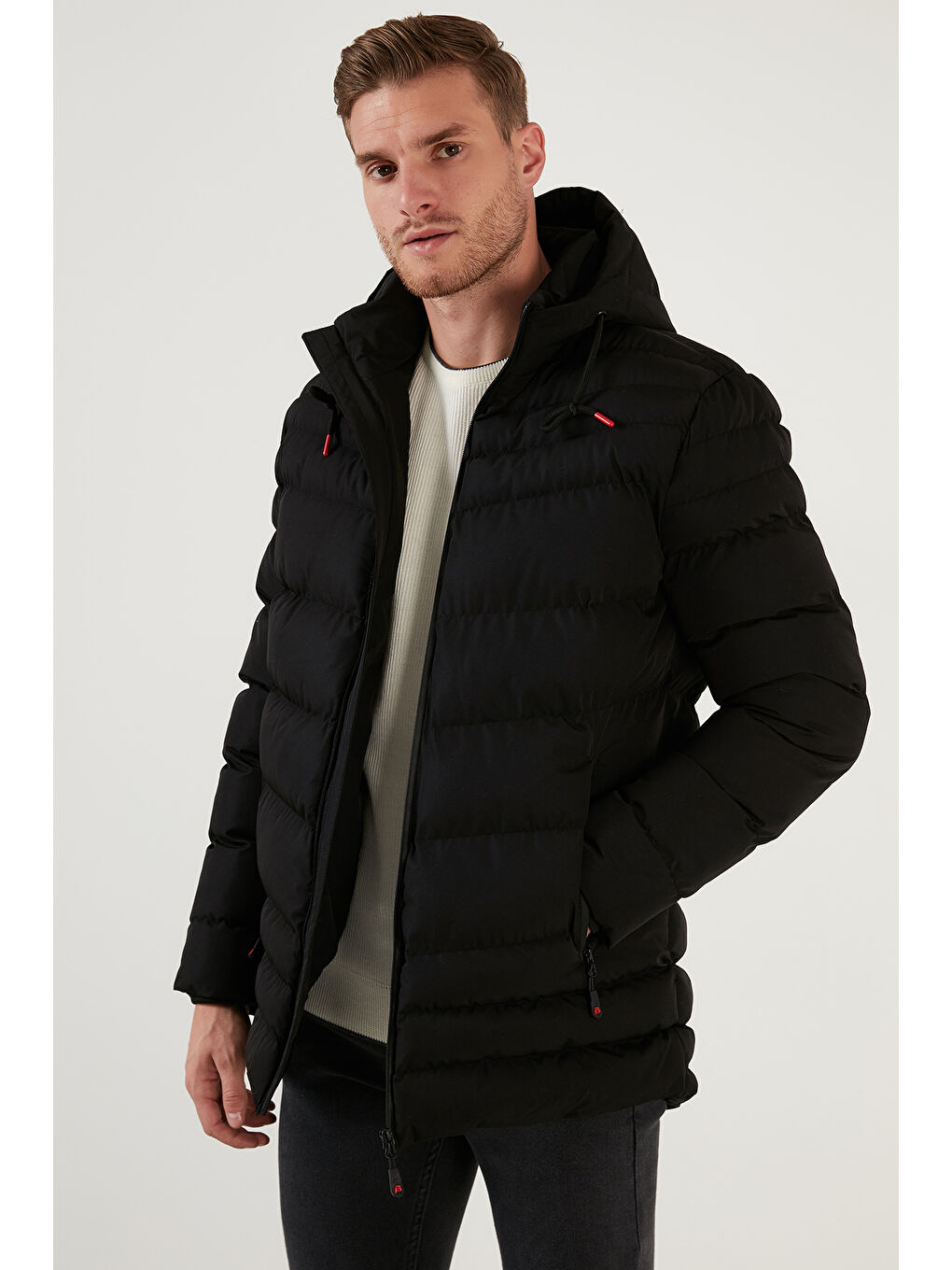 Siyah Slim Fit Kapüşonlu Cepli Erkek Mont 6274818-5