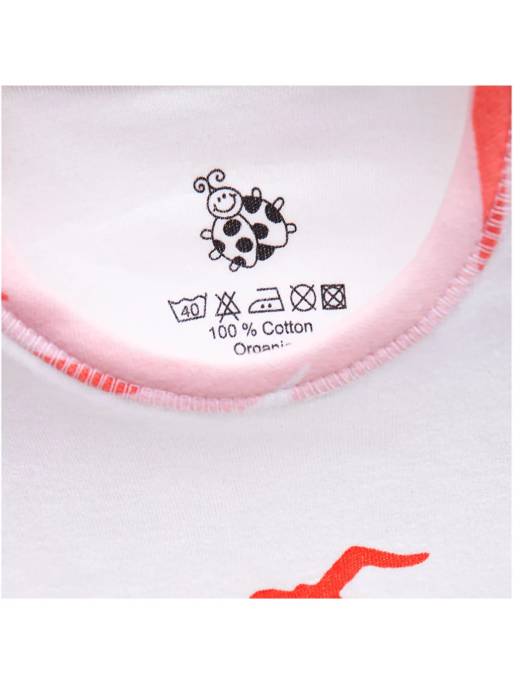 Pembe Turna 2'li Kız Bebek Zıbın Kolsuz %100 Organik Pamuk Penye Baskılı Beyaz-Somon-6