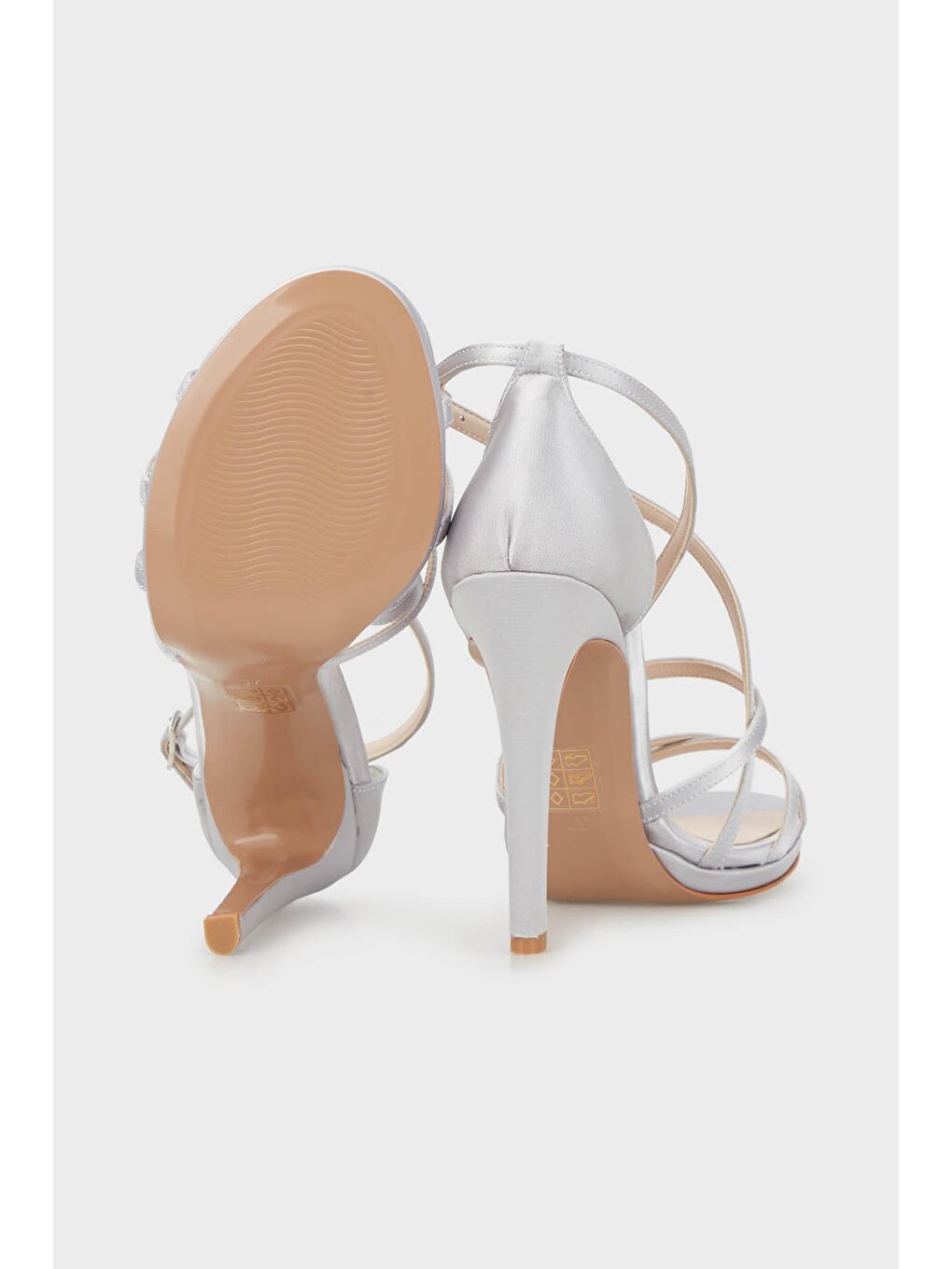 Gri Kemerli Topuklu Abiye Ayakkabı 3475891101-3