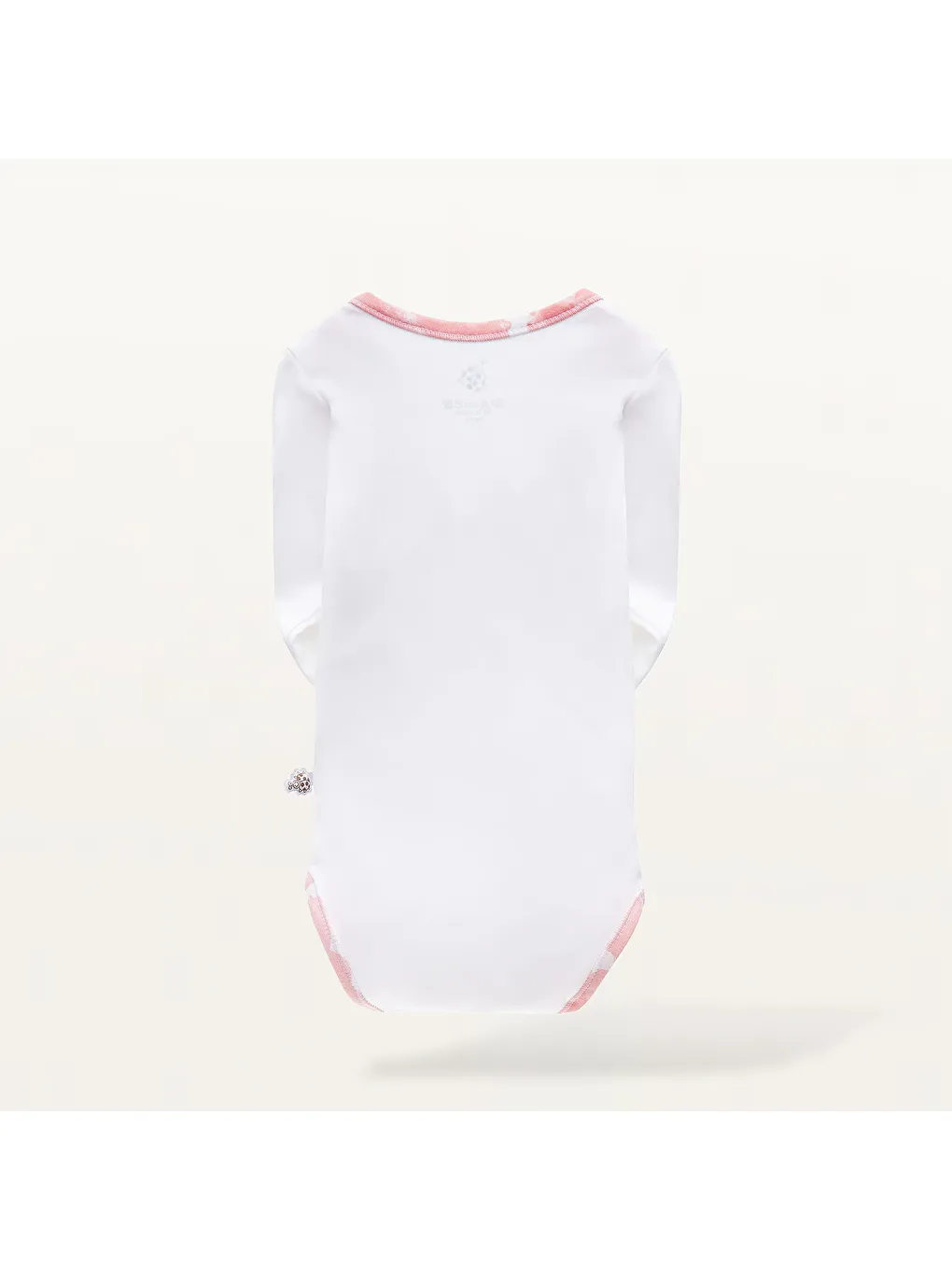 Pembe Rosa 2'li Kız Bebek Zıbın Uzun Kollu %100 Organik Pamuk Penye Baskılı Beyaz-Somon-1