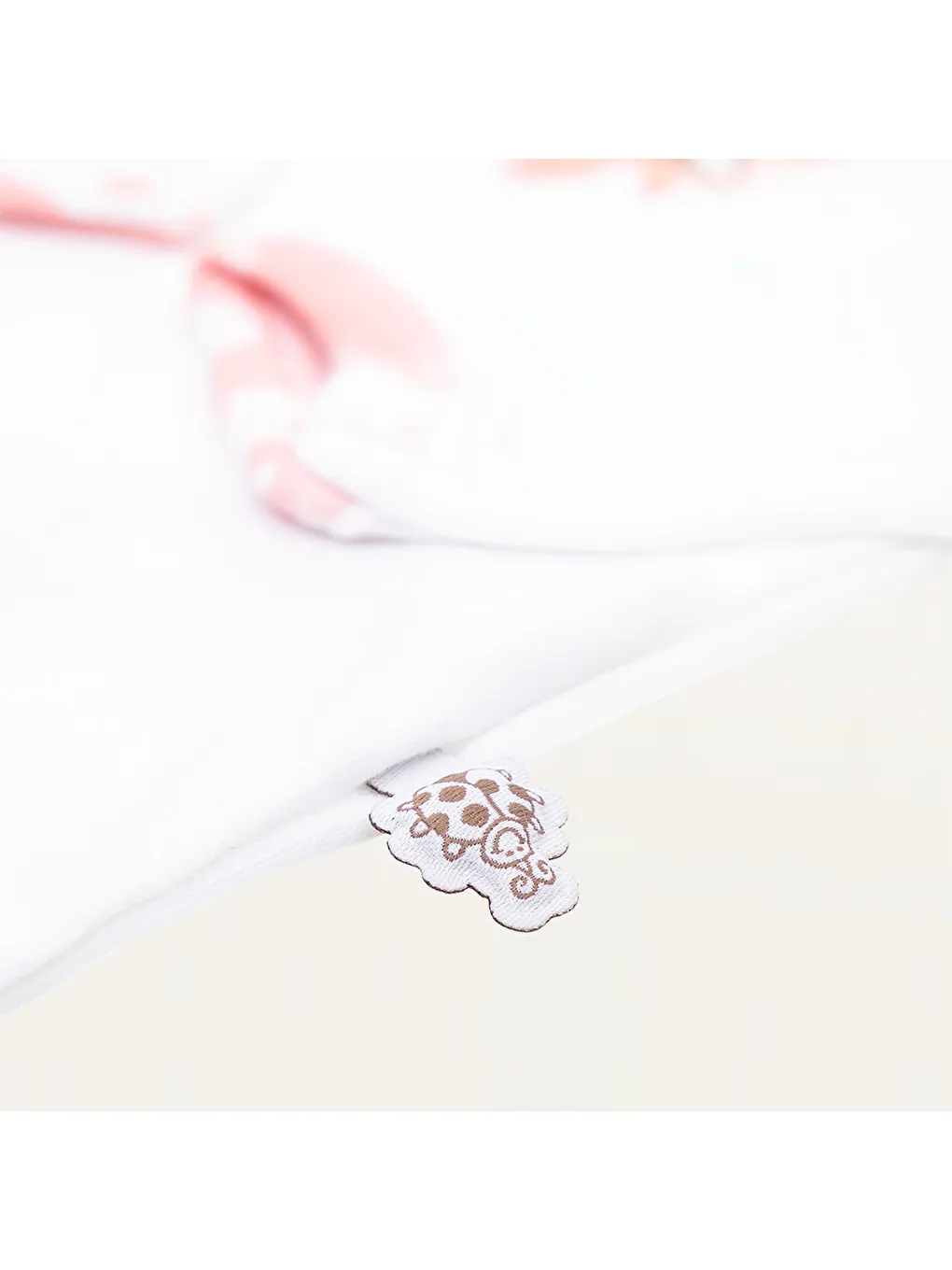 Pembe Rosa 2'li Kız Bebek Zıbın Uzun Kollu %100 Organik Pamuk Penye Baskılı Beyaz-Somon-4