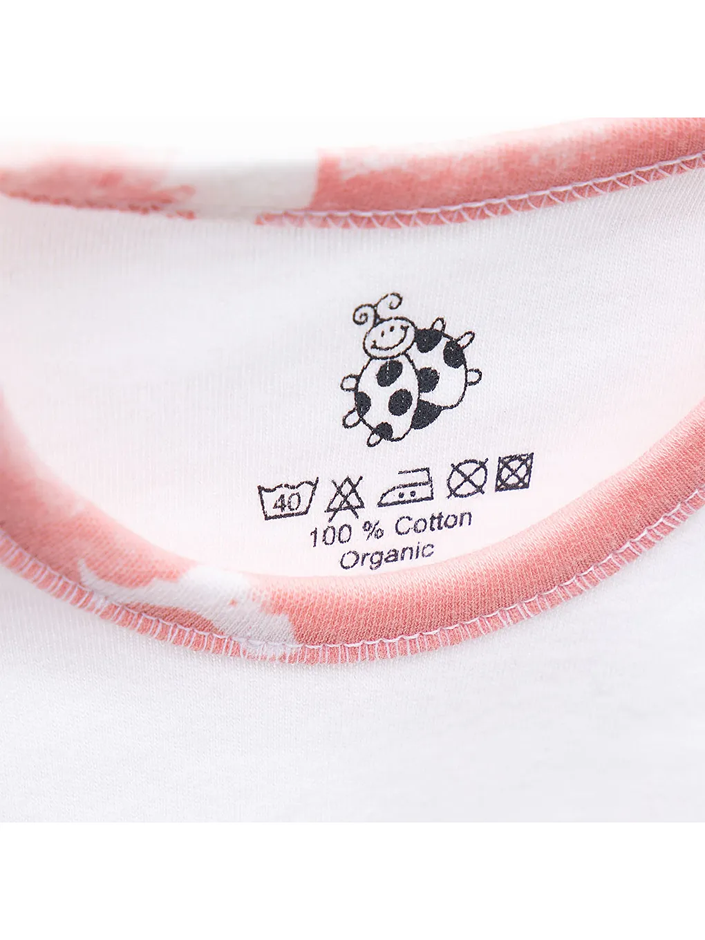 Pembe Rosa 2'li Kız Bebek Zıbın Uzun Kollu %100 Organik Pamuk Penye Baskılı Beyaz-Somon-6