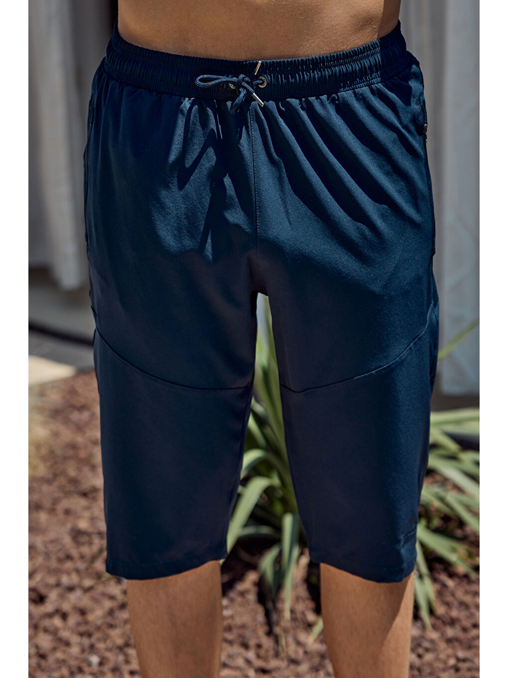 Erkek Havuz Deniz Uzun Kapri Şort Mayo RKS-02 Lacivert-1