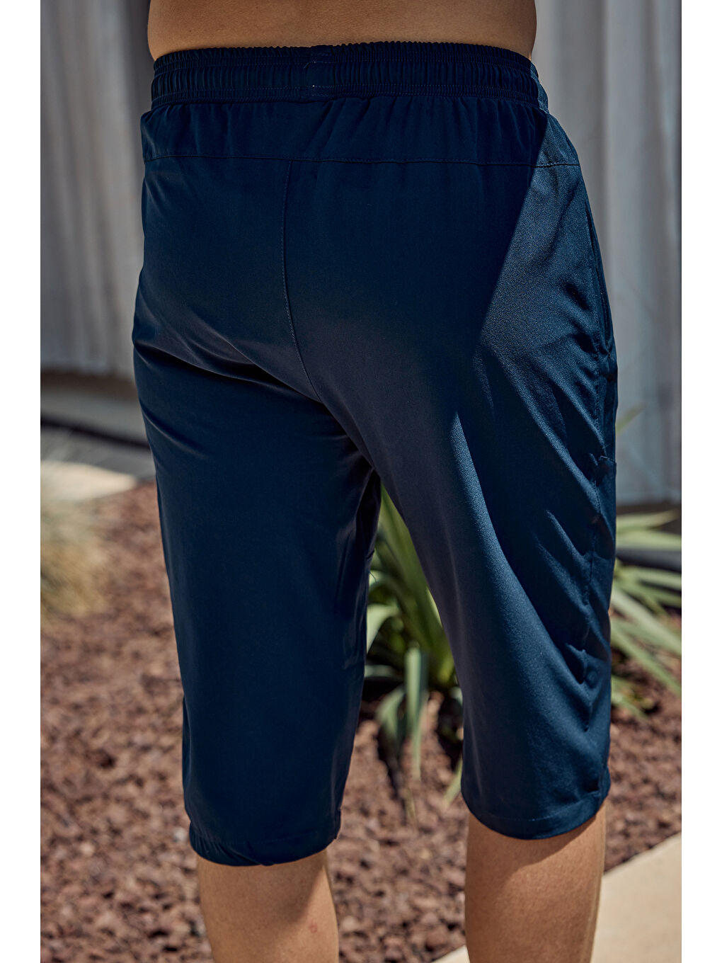 Erkek Havuz Deniz Uzun Kapri Şort Mayo RKS-02 Lacivert-3