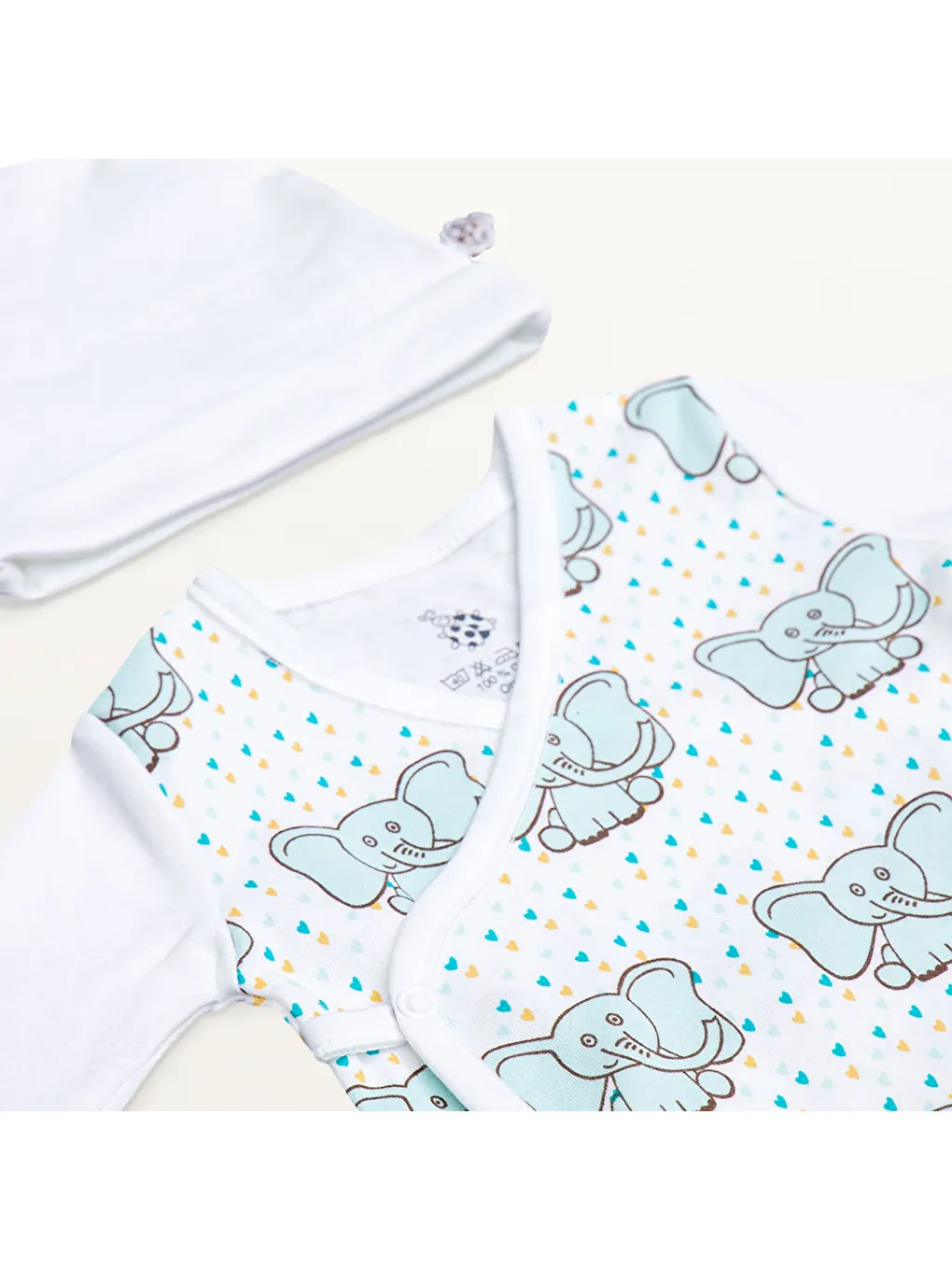 Borneo 5'li Hastane Çıkışı Zıbın Seti %100 Organik Pamuk Yeni Doğan  0-3 Ay Beyaz-5