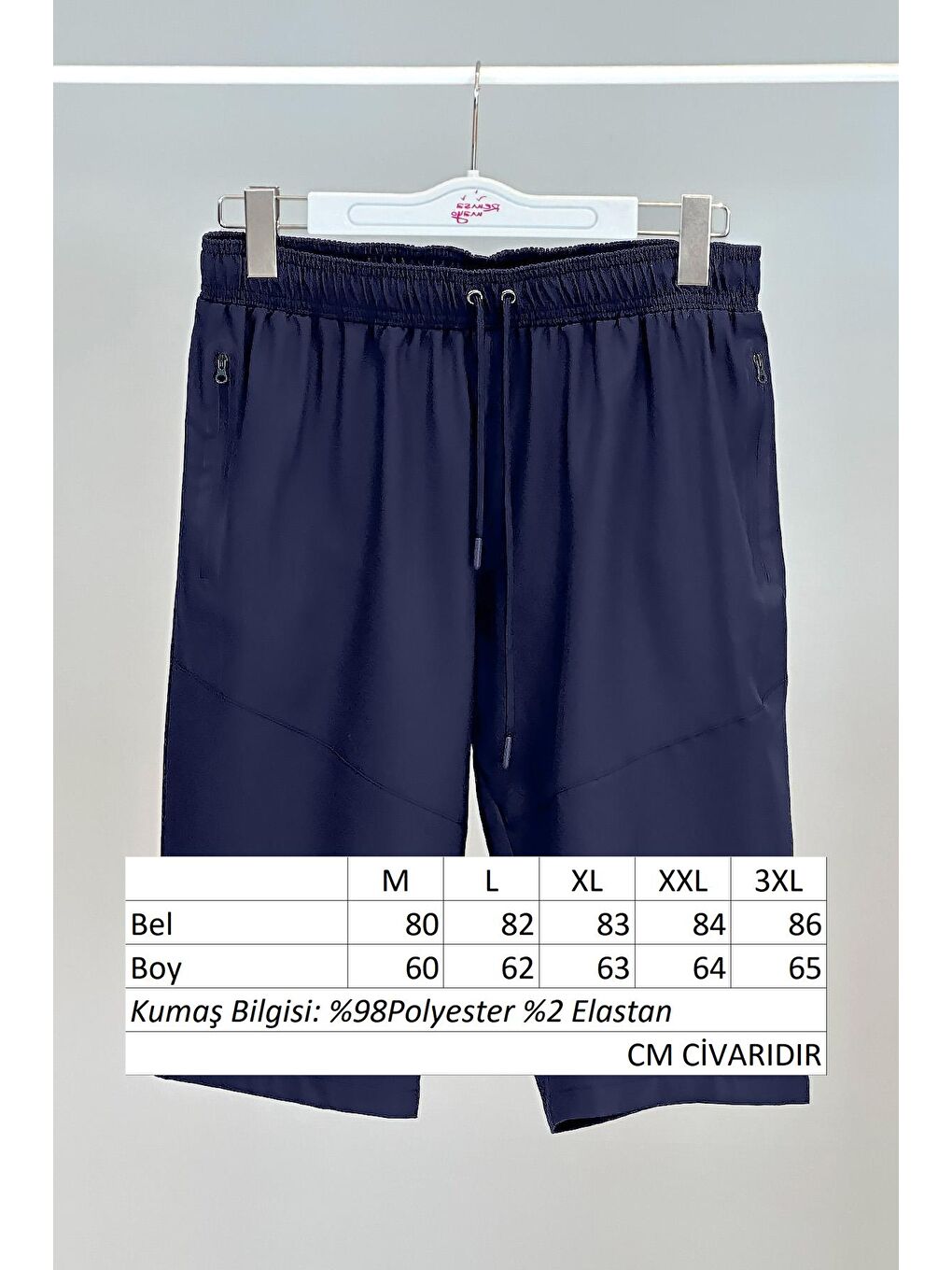 Erkek Havuz Deniz Uzun Kapri Şort Mayo RKS-02 Lacivert-7