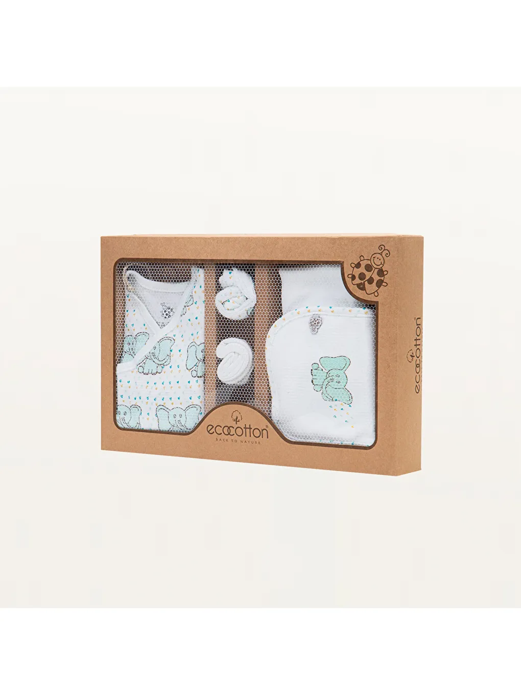 Borneo 5'li Hastane Çıkışı Zıbın Seti %100 Organik Pamuk Yeni Doğan  0-3 Ay Beyaz-7