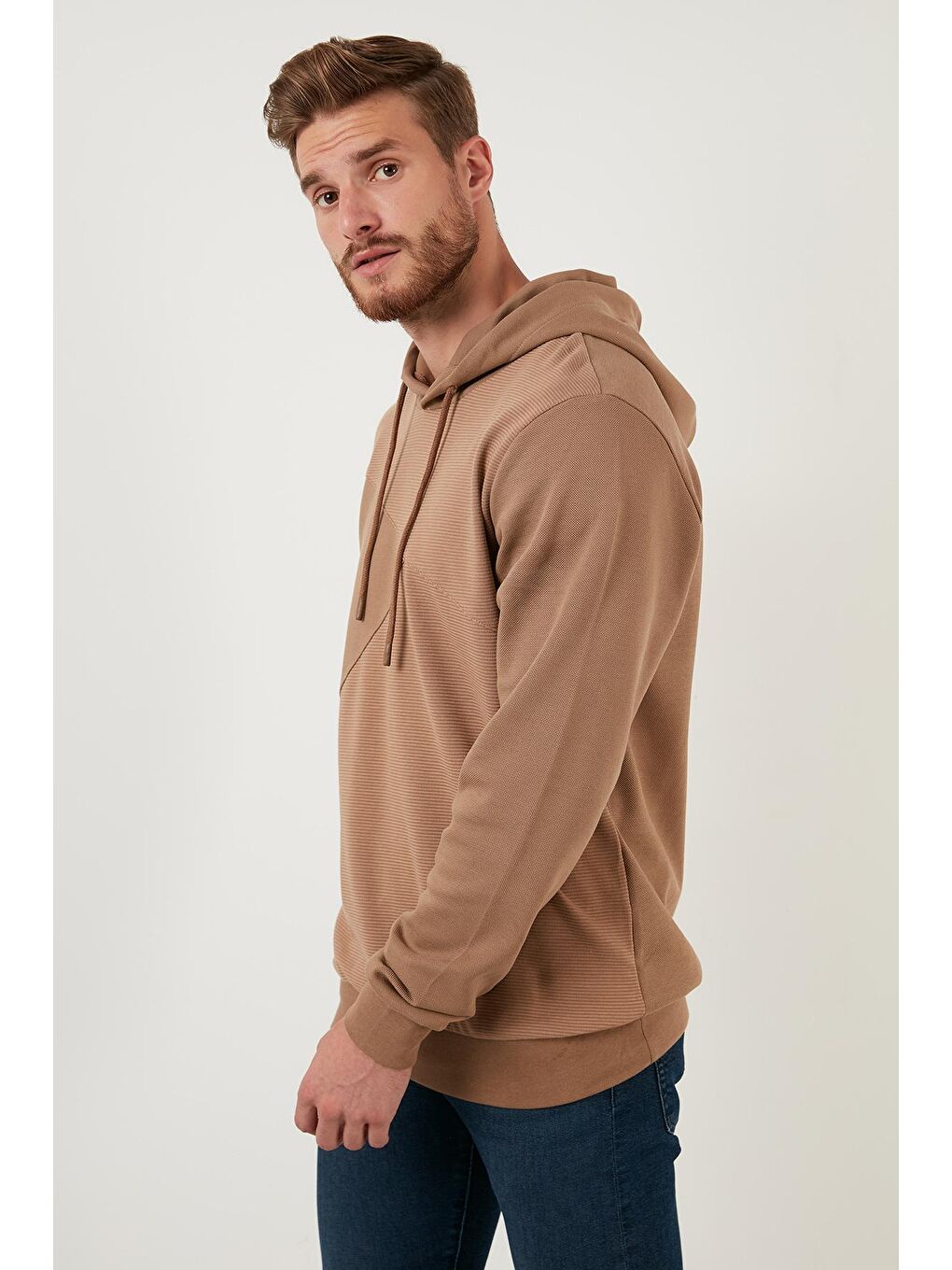 Bej Regular Fit Kapüşonlu Pamuklu Sweat 5905285-2