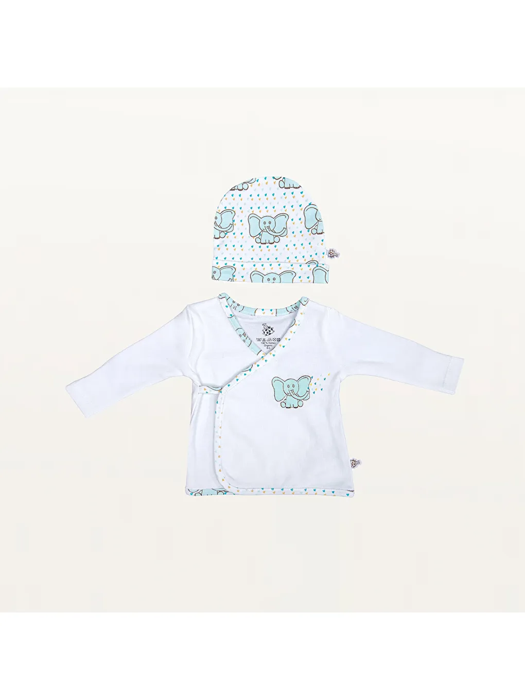 Mavi Borneo 5'li Hastane Çıkışı Zıbın Seti %100 Organik Pamuk Yeni Doğan Mint 0-3 Ay-1