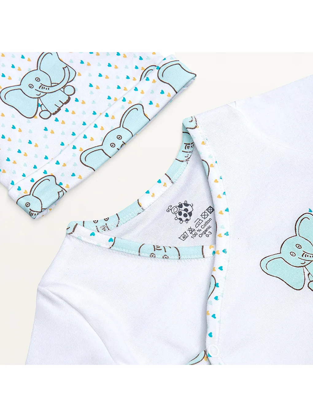 Mavi Borneo 5'li Hastane Çıkışı Zıbın Seti %100 Organik Pamuk Yeni Doğan Mint 0-3 Ay-6