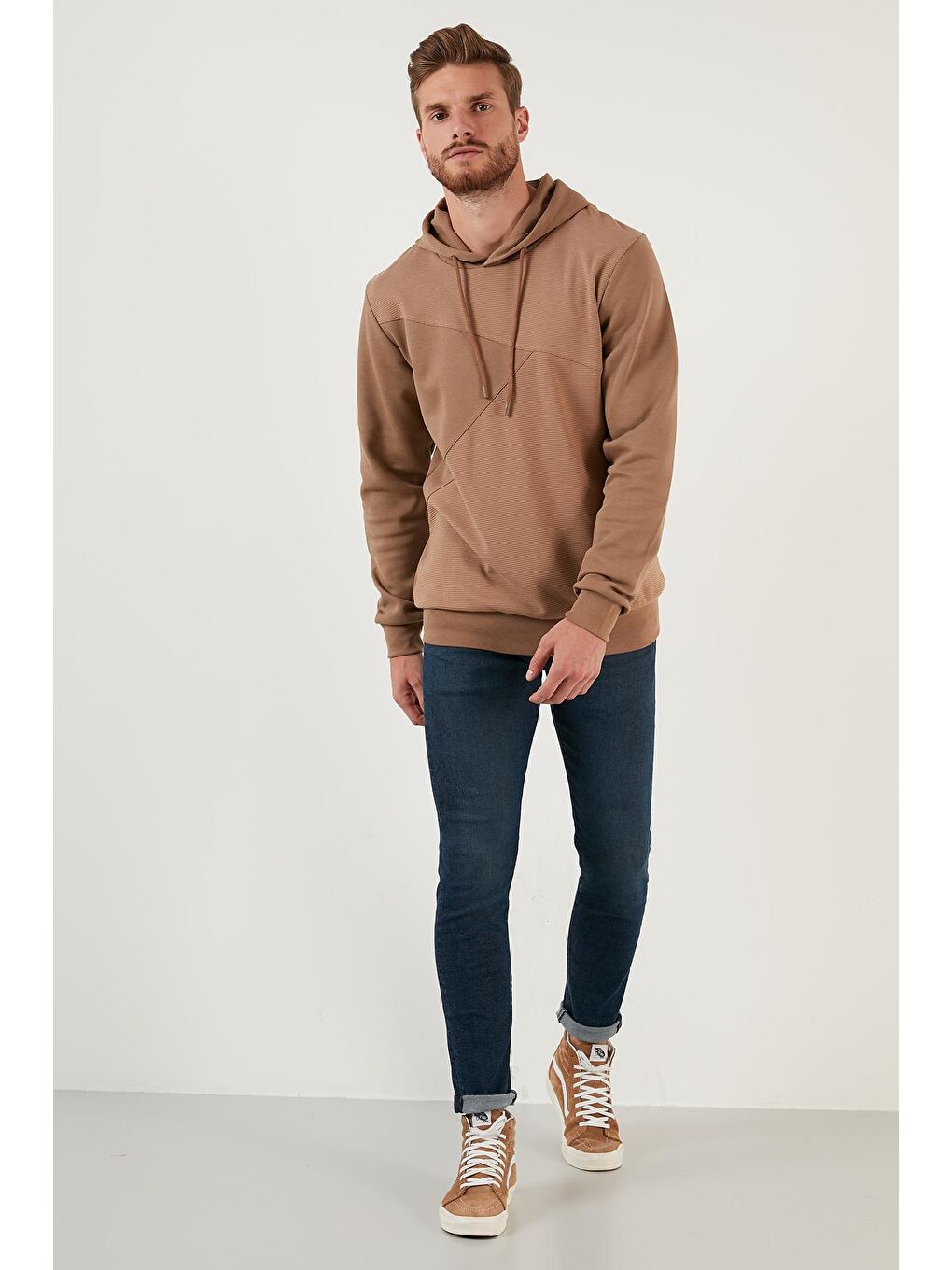 Bej Regular Fit Kapüşonlu Pamuklu Sweat 5905285-3