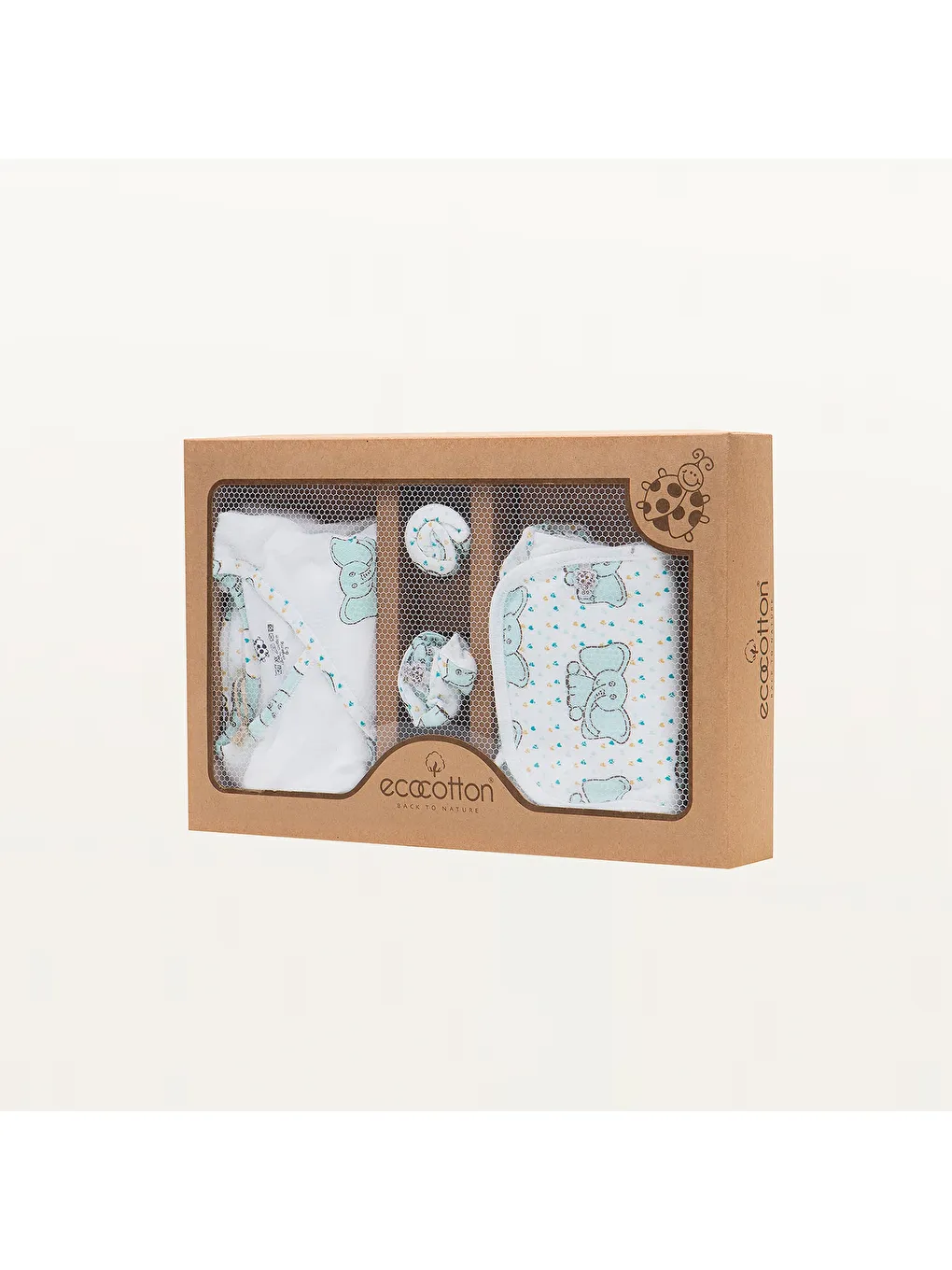 Mavi Borneo 5'li Hastane Çıkışı Zıbın Seti %100 Organik Pamuk Yeni Doğan Mint 0-3 Ay-7