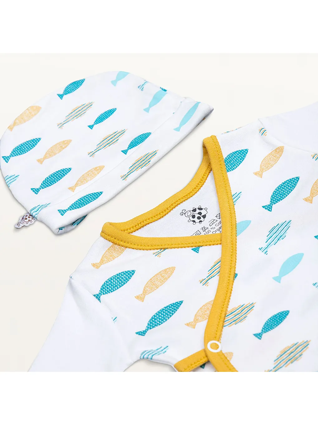 Dodo Bebek 5'li Hastane Çıkışı Zıbın Seti %100 Organik Pamuk Yeni Doğan Beyaz 0-3 Ay-5