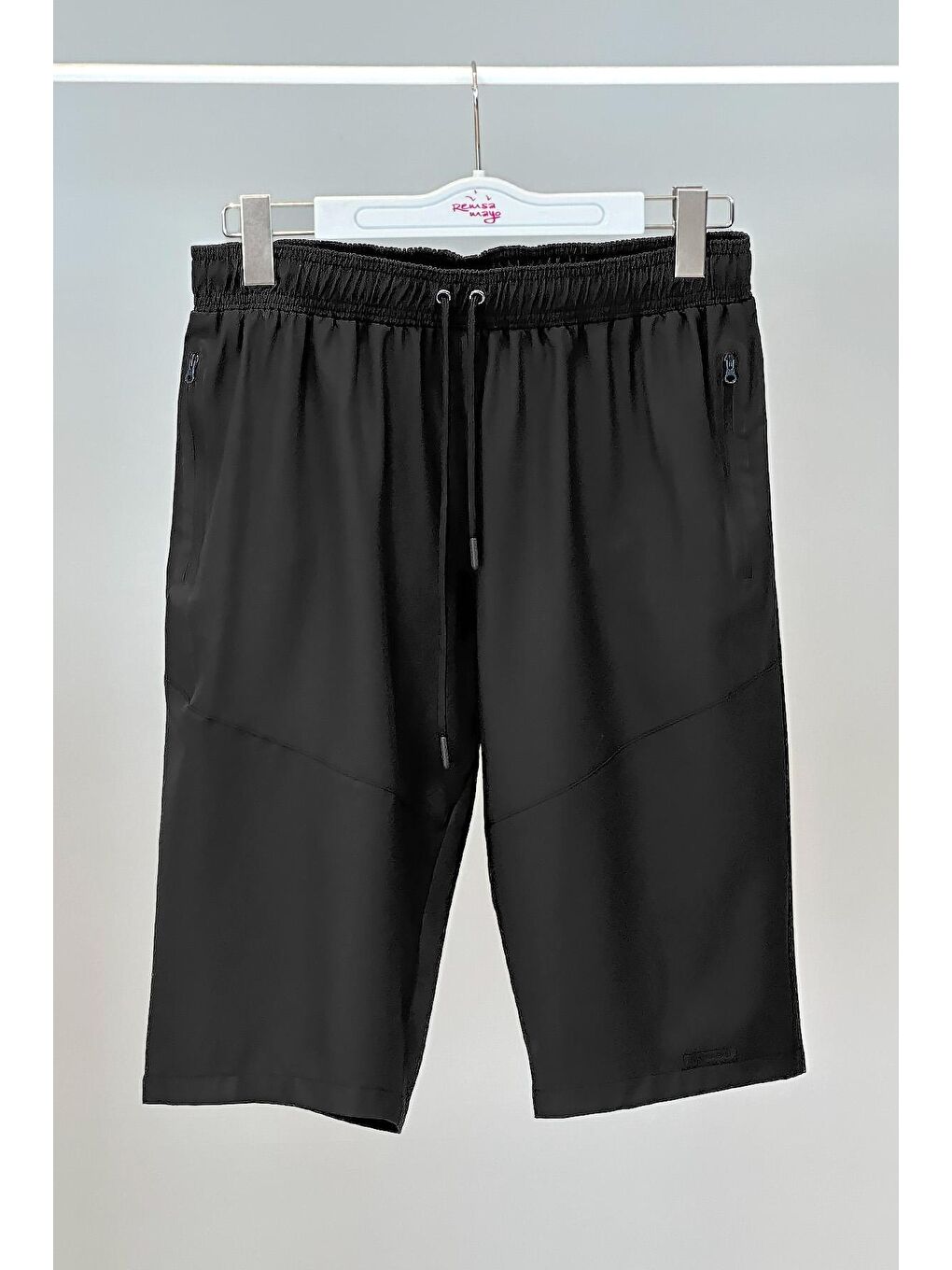 Erkek Havuz Deniz Uzun Kapri Şort Mayo RKS-02 Siyah-5