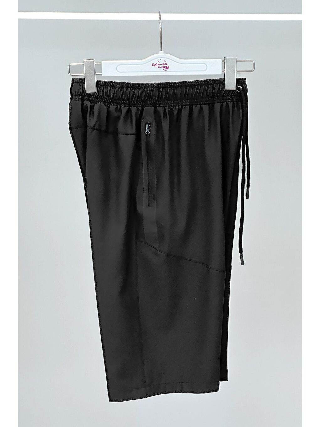 Erkek Havuz Deniz Uzun Kapri Şort Mayo RKS-02 Siyah-7