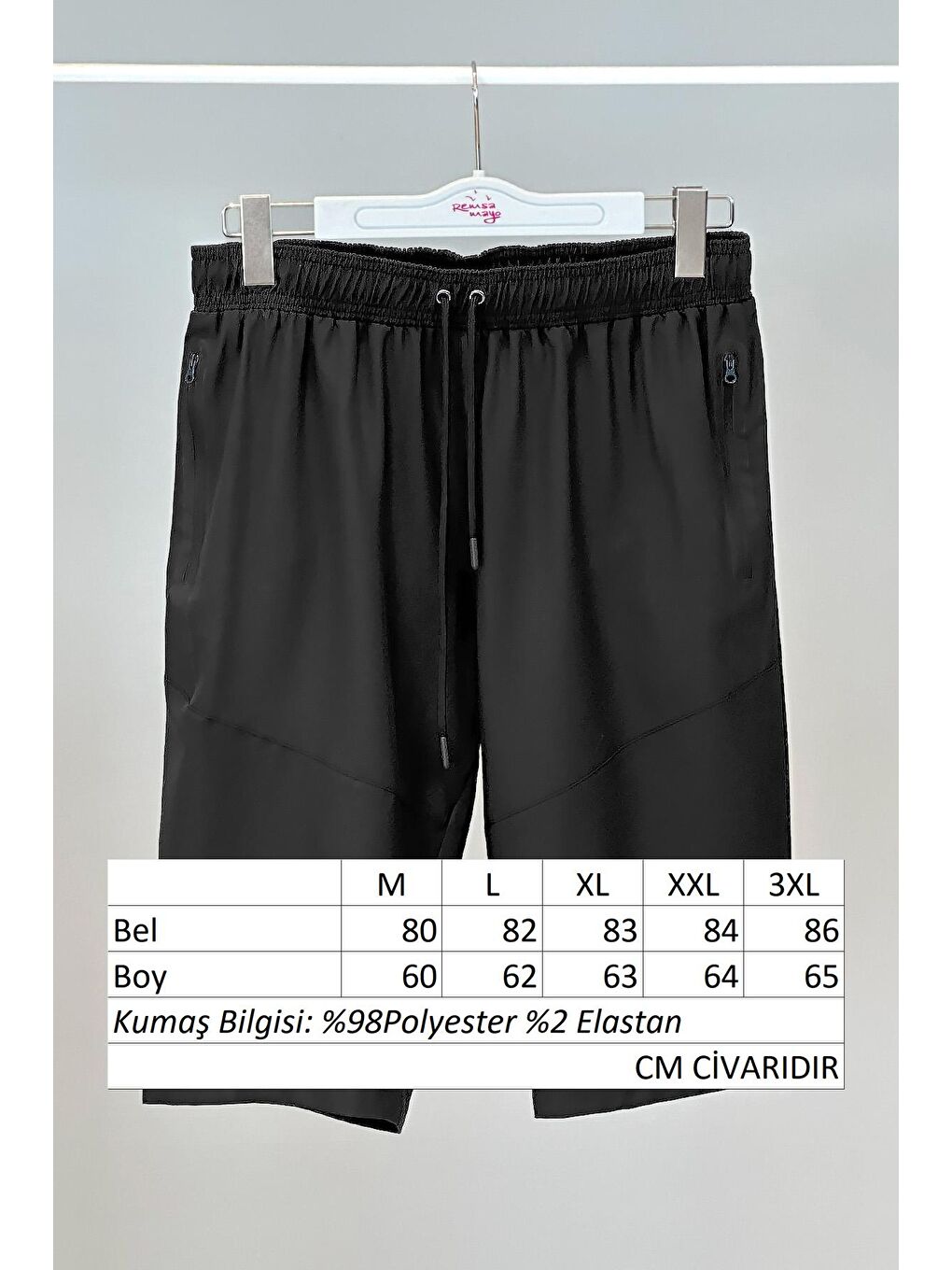 Erkek Havuz Deniz Uzun Kapri Şort Mayo RKS-02 Siyah-8