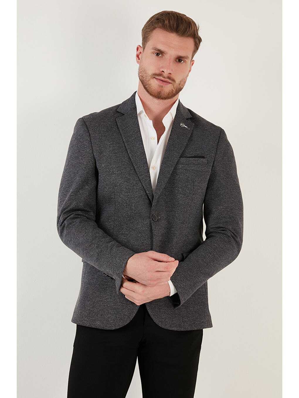 Siyah Slim Fit 6 Drop Çift Yırtmaçlı Blazer Erkek Ceket SAVUE-6