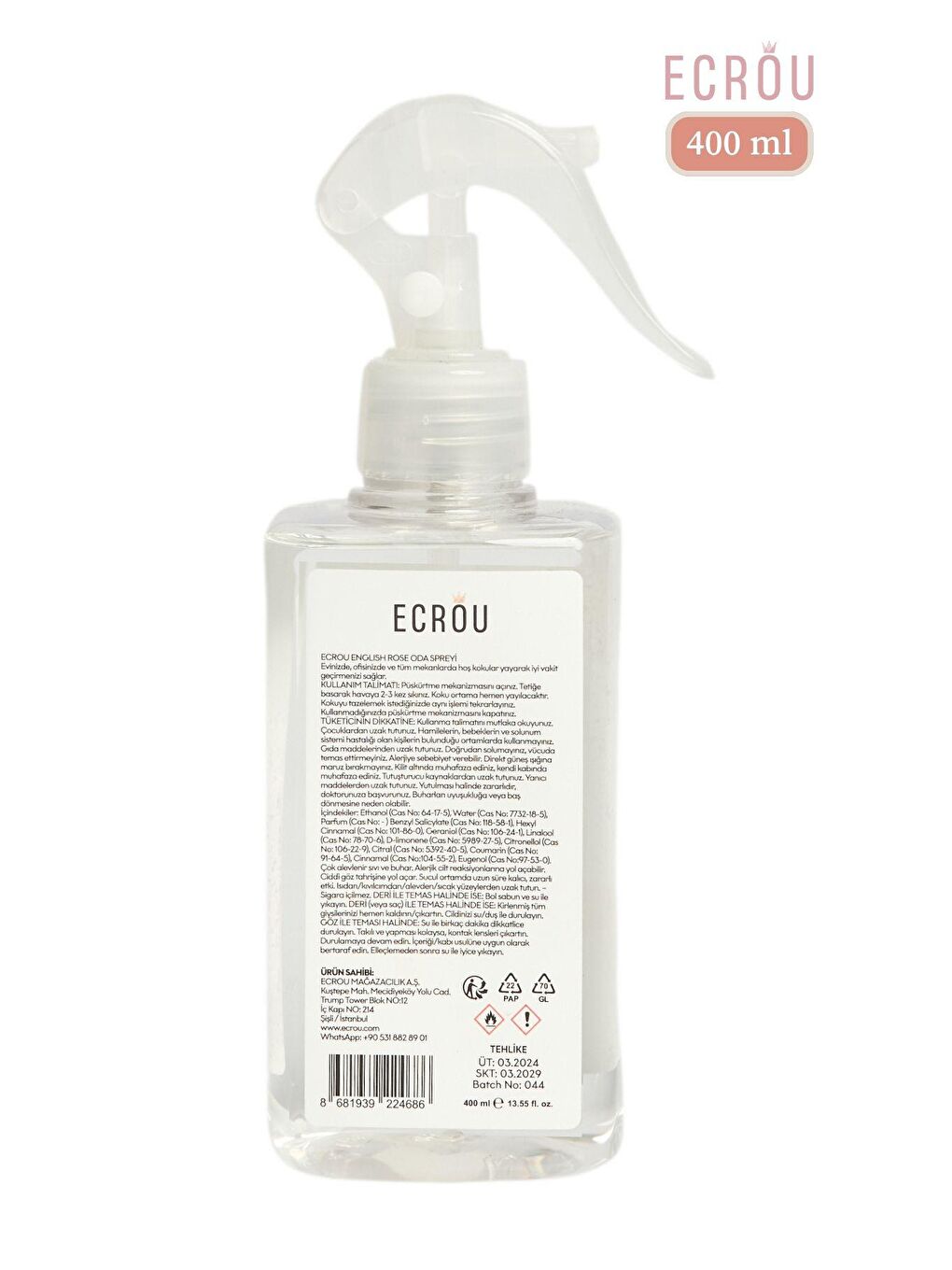 Ecrou Renksiz English Rose Oda Sprey 400 ml - 2