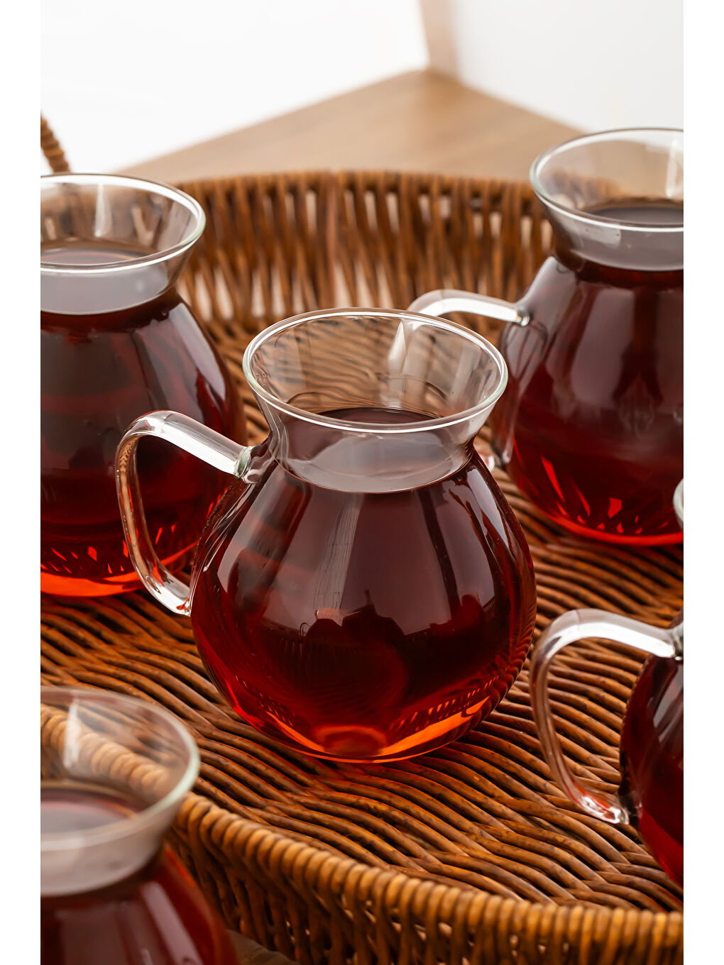 Renksiz 6'lı Keyfi Ala Borosilikat Cam Kulplu Çay Bardağı 210ml Bardak-1