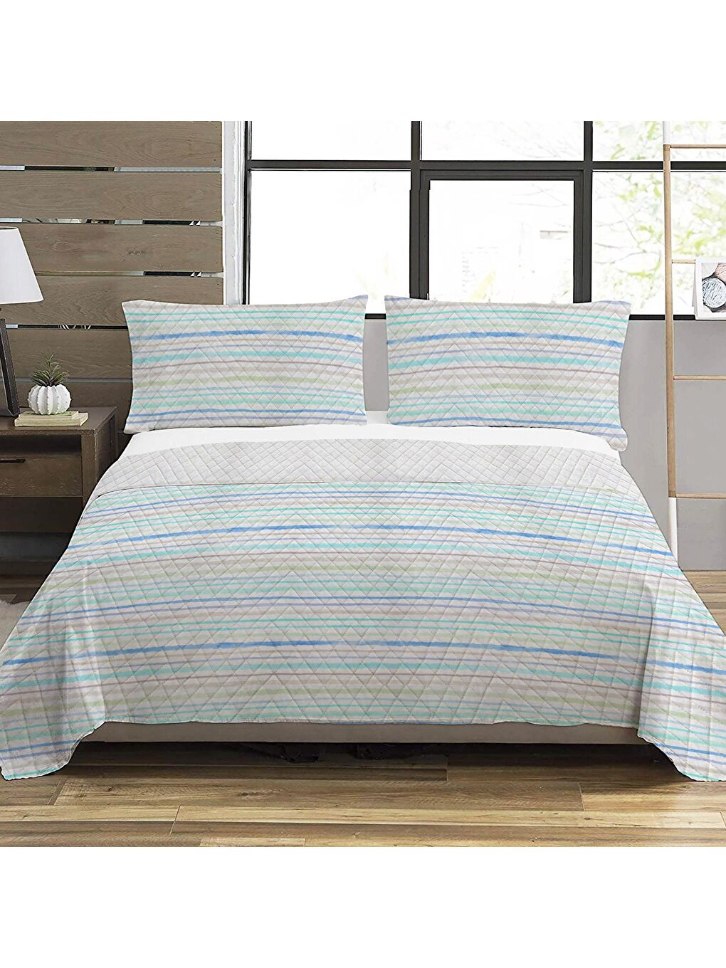 Karışık Modern Desen Çift Kişilik Baskılı Pike (200x220 Cm) Renkli