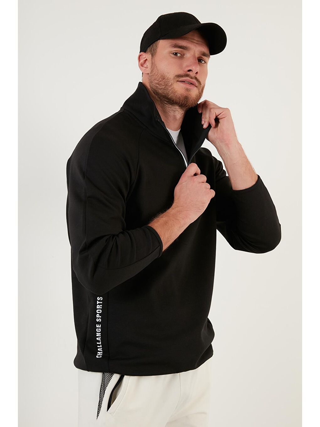 Buratti Siyah Pamuklu Regular Fit Yarım Fermuarlı Balıkçı Yaka Erkek Sweatshirt 5905260