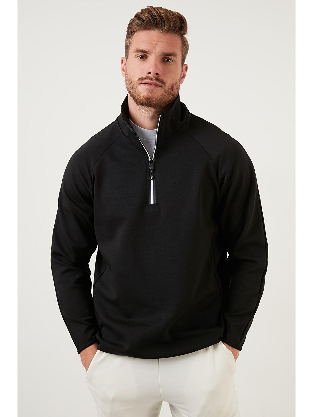 Buratti Siyah Pamuklu Regular Fit Yarım Fermuarlı Balıkçı Yaka Erkek Sweatshirt 5905260 - 3