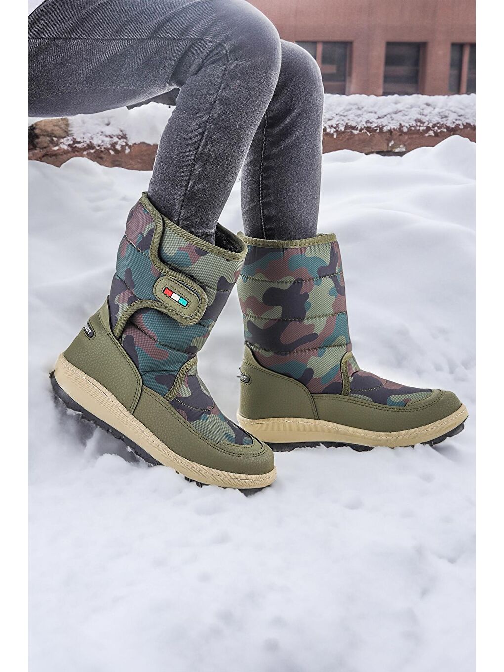 Haki Lp 8090 Kamuflaj Erkek Çocuk Kar Bot Ayakkabı-2