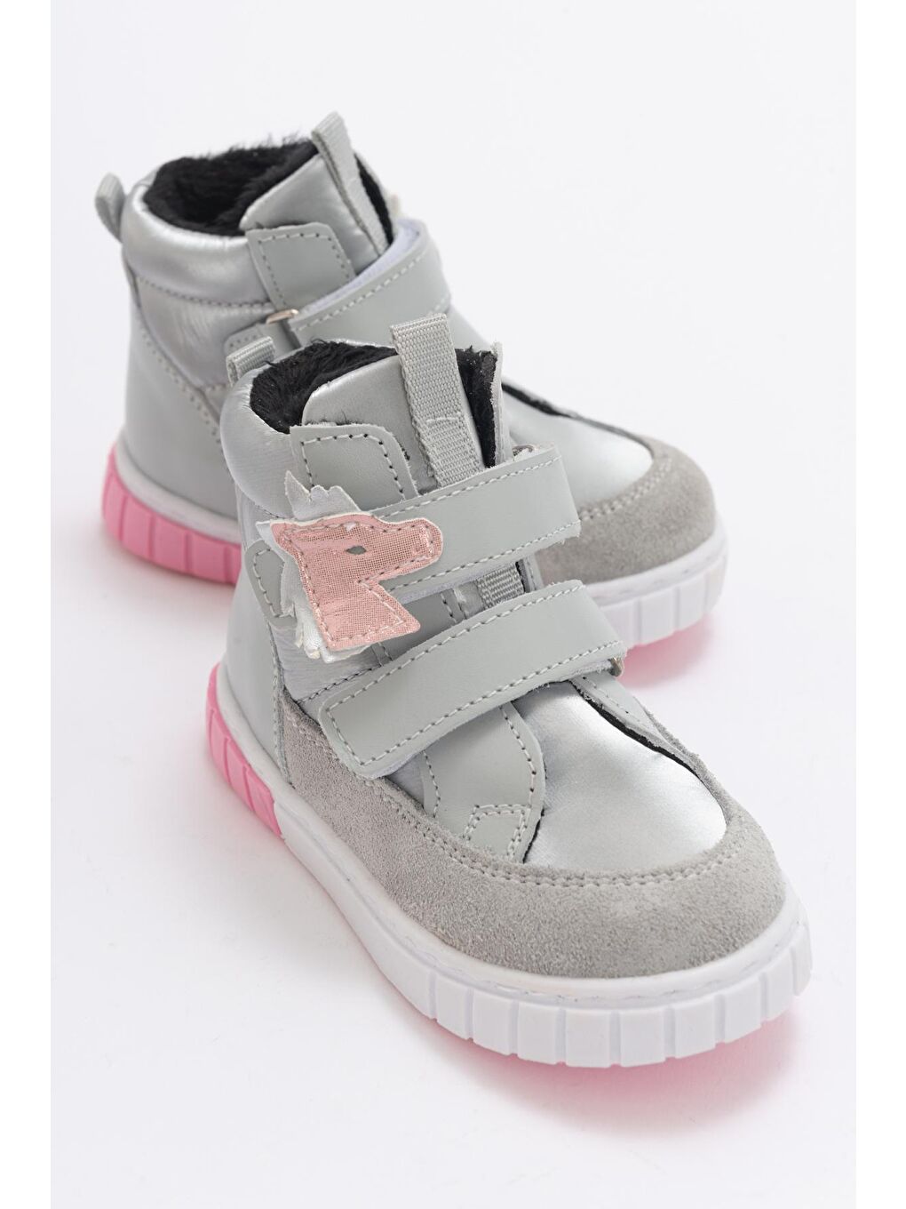 Kız Çocuk Gri Hakiki Deri Anatomik Günlük Bot