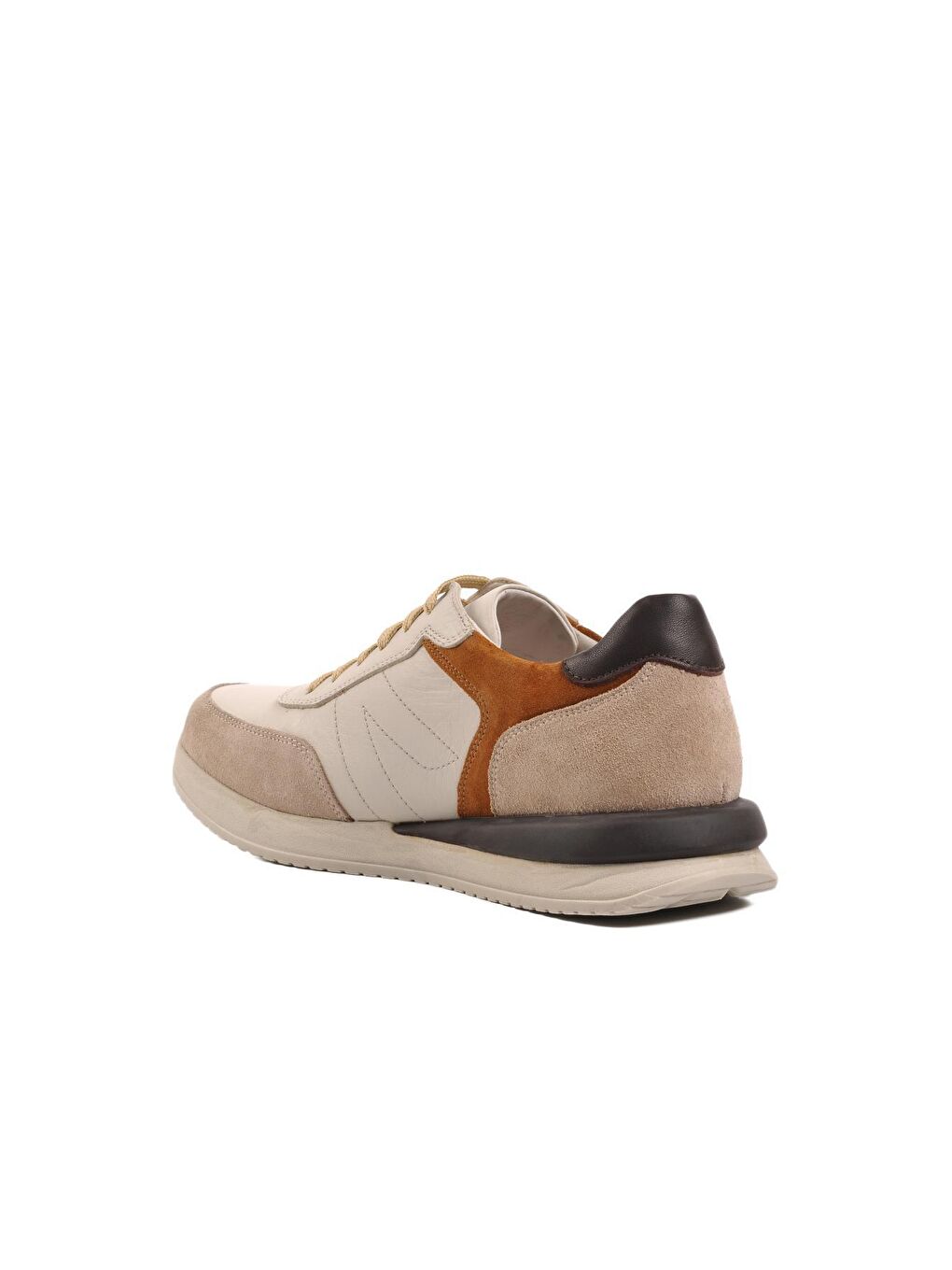 Bej Hakiki Deri Bağcıklı Erkek Sneaker 231180-3