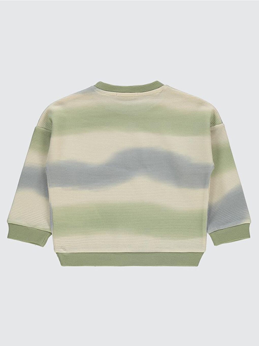 Boys Dalgalı Çizgi Desenli 2-5 Yaş Sweatshirt - Haki2-3 Yaş-1