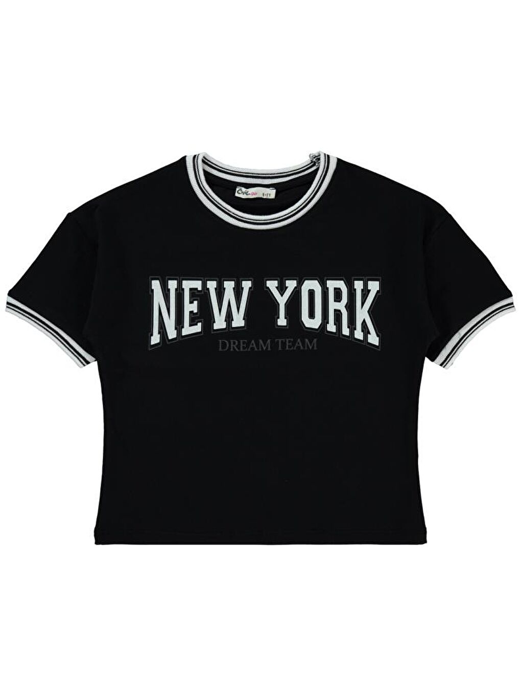 Girls New York Baskılı 10-13 Yaş Tişört - Siyah 13-14 Yaş