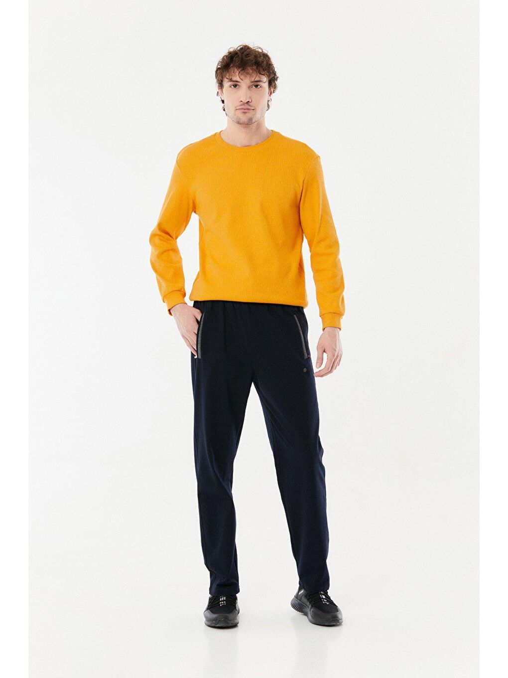 Lacivert Beli Lastikli Boru Paça Eşofman Altı