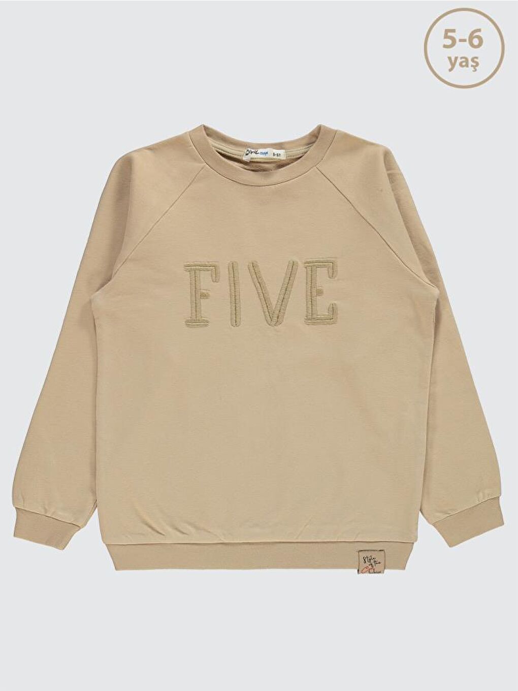 Boys Two Nakışlı 2-5 Yaş Sweatshirt - Bej 4-5 Yaş