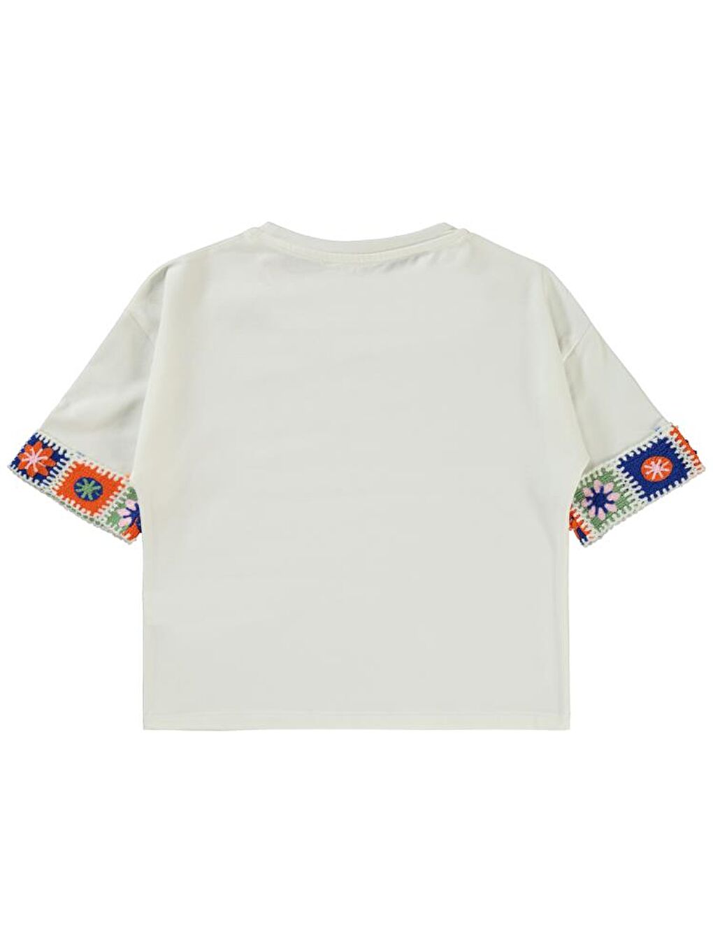 Girls Kolu Desenli 6-9 Yaş Tişört - Ekru8-9 Yaş-1