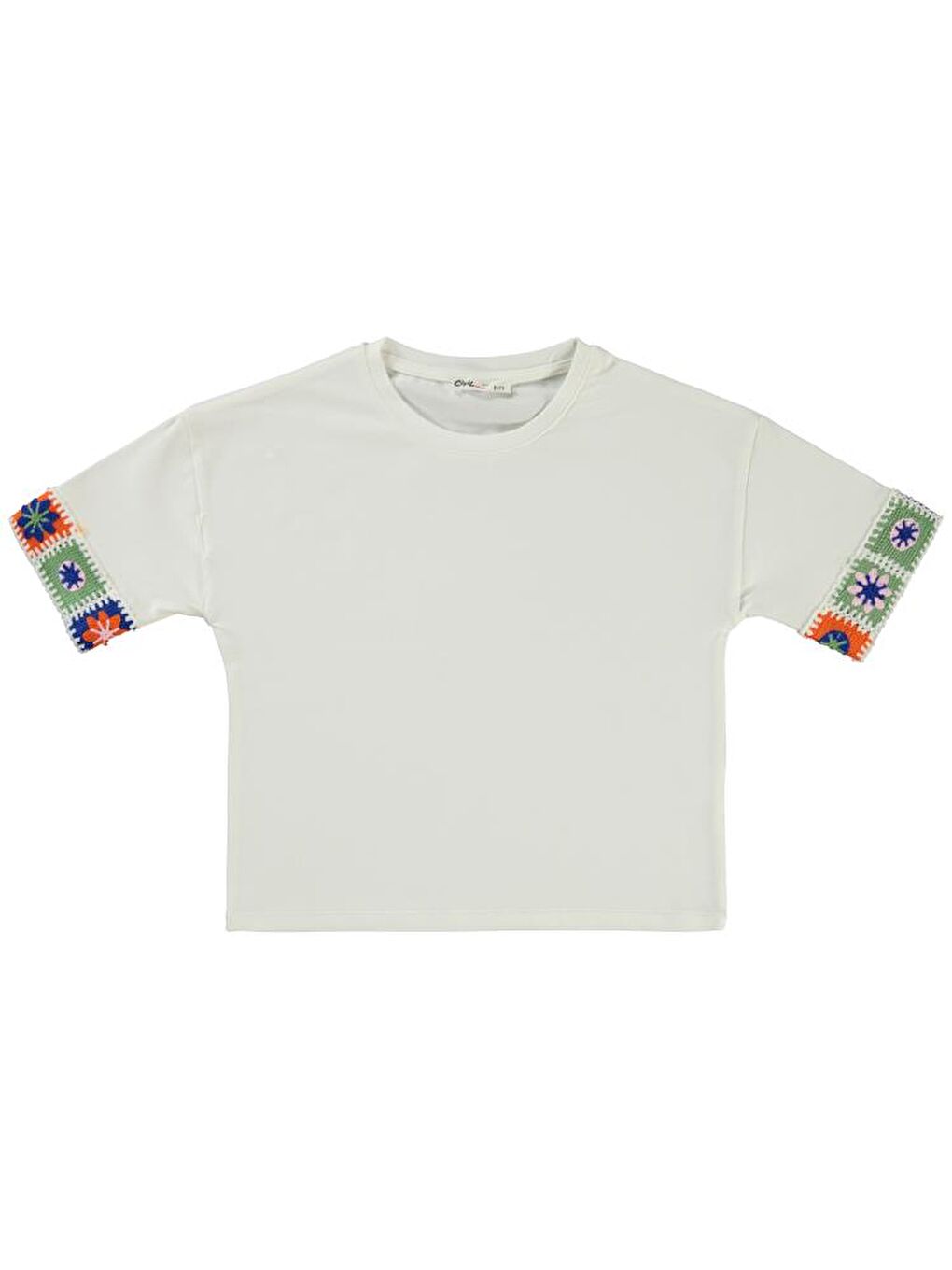 Girls Kolu Desenli 6-9 Yaş Tişört - Ekru8-9 Yaş-2