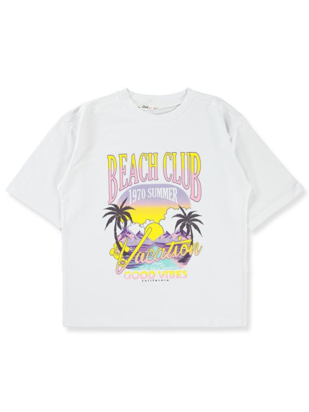 Girls Beache Clup 10-13 Yaş Tişört - Beyaz 12-13 Yaş