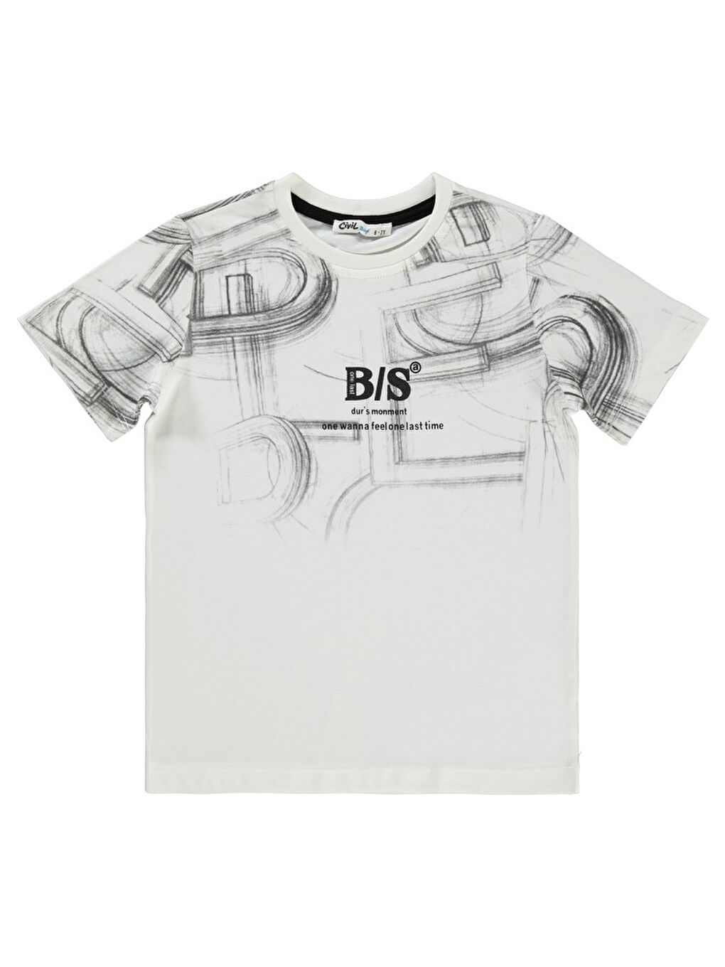 Boys Bs Çizim Baskılı 6-9 Yaş Tişört - Gri 7-8 Yaş-2