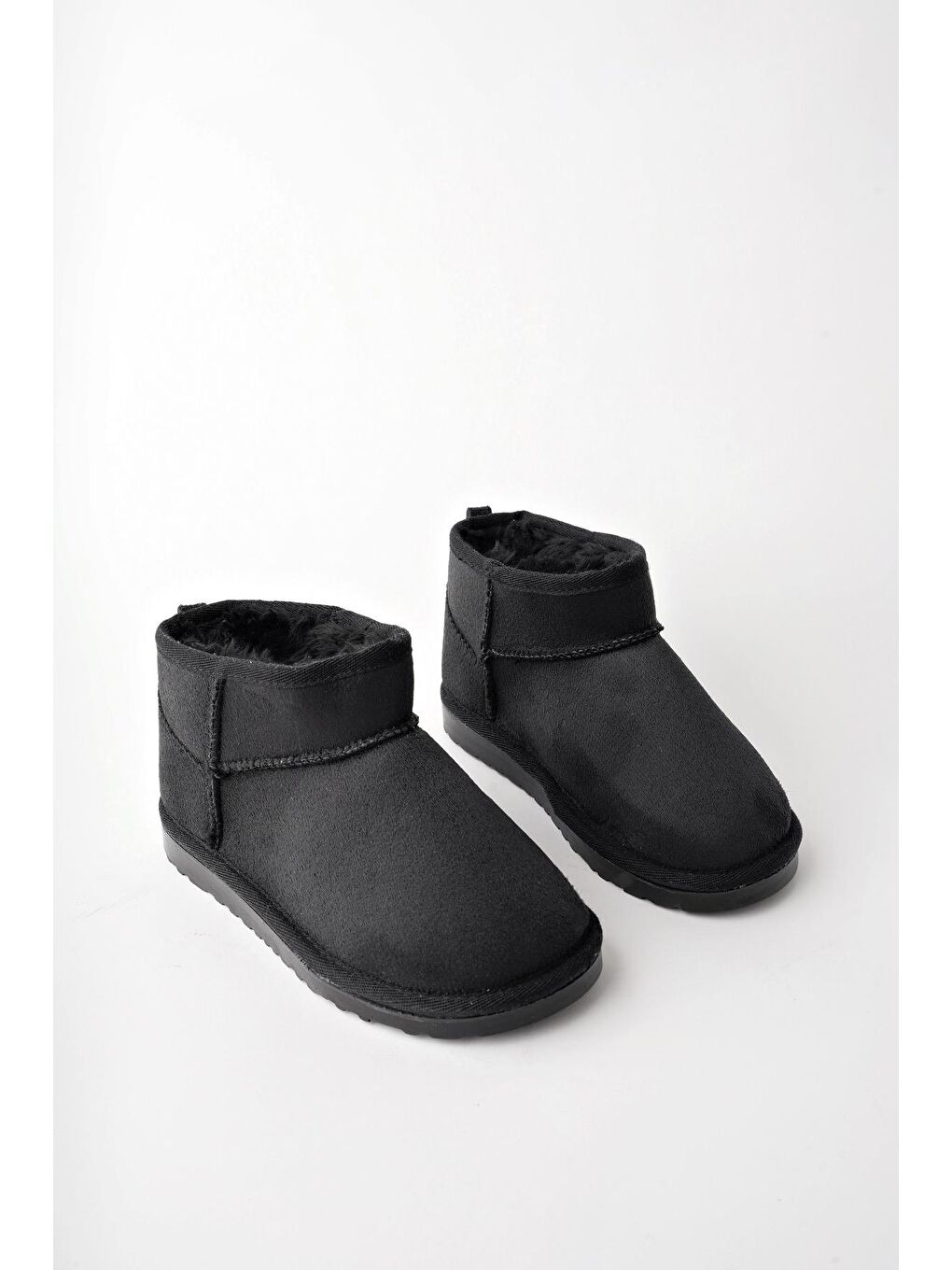 Siyah SNOW Çocuk Kalın Taban İçi Tüylü Günlük Mini Yarım Bot-1