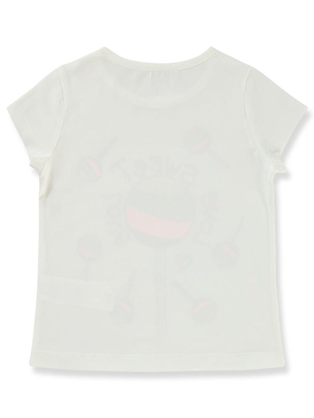 Girls Şeker Baskılı 2-5 Yaş Tişört - Ekru2-3 Yaş-1