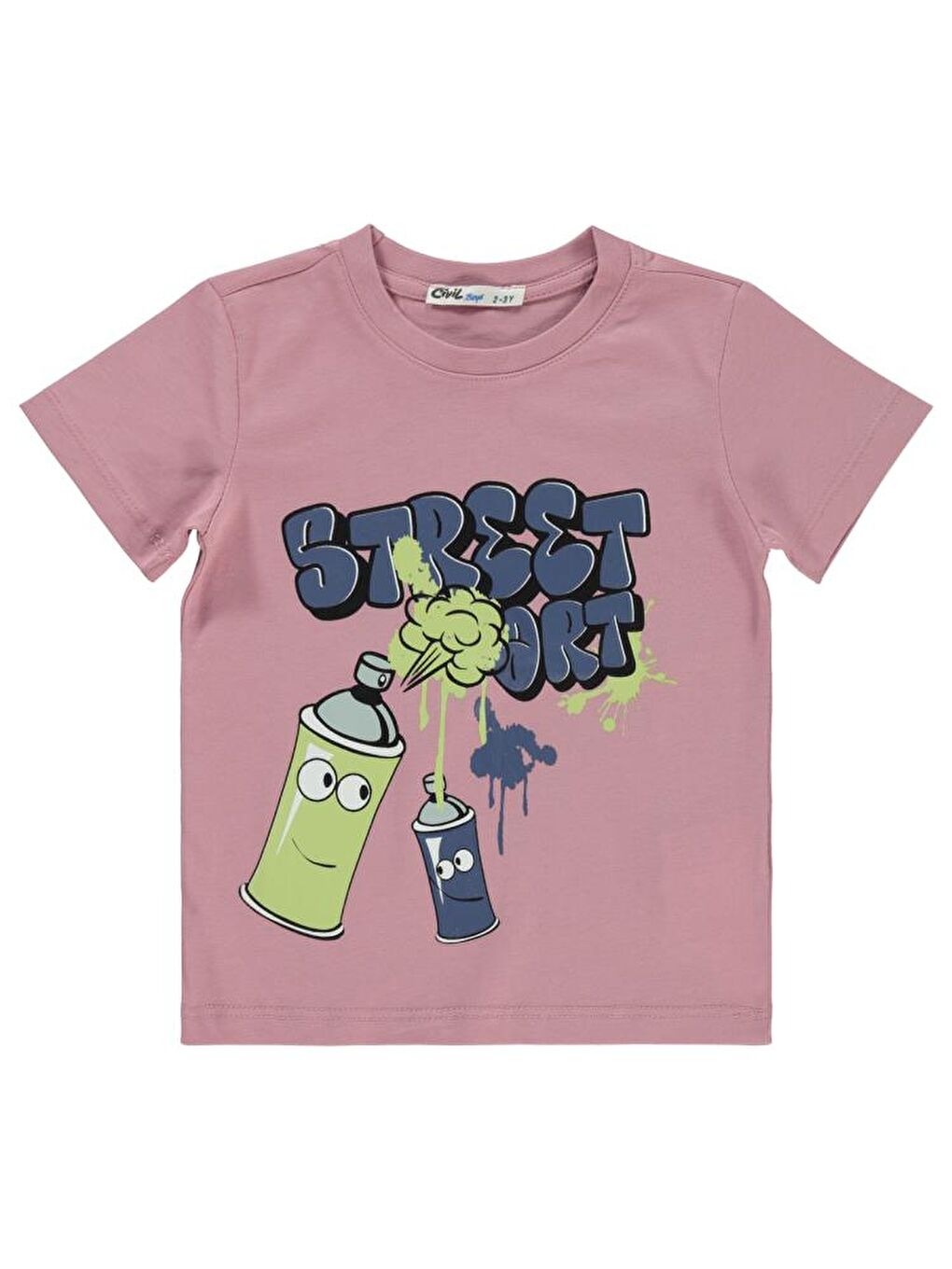 Boys Street Baskılı 2-5 Yaş Tişört - Pembe 3-4 Yaş