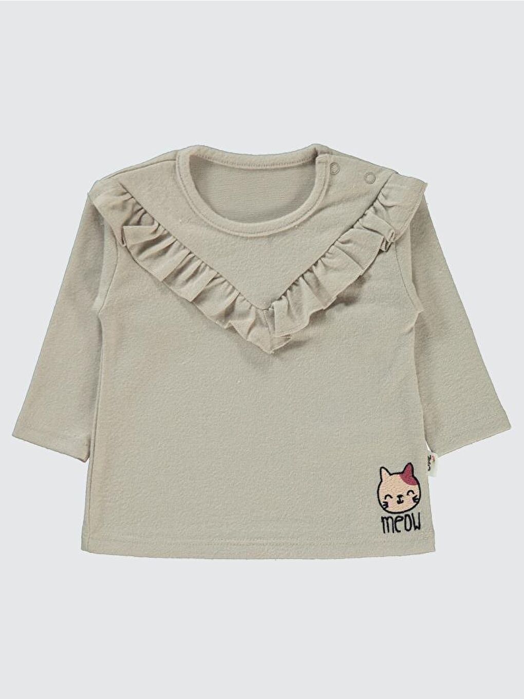 Baby Kedi Nakışlı 6-18 Ay Sweatshirt - Bej12-18 Ay