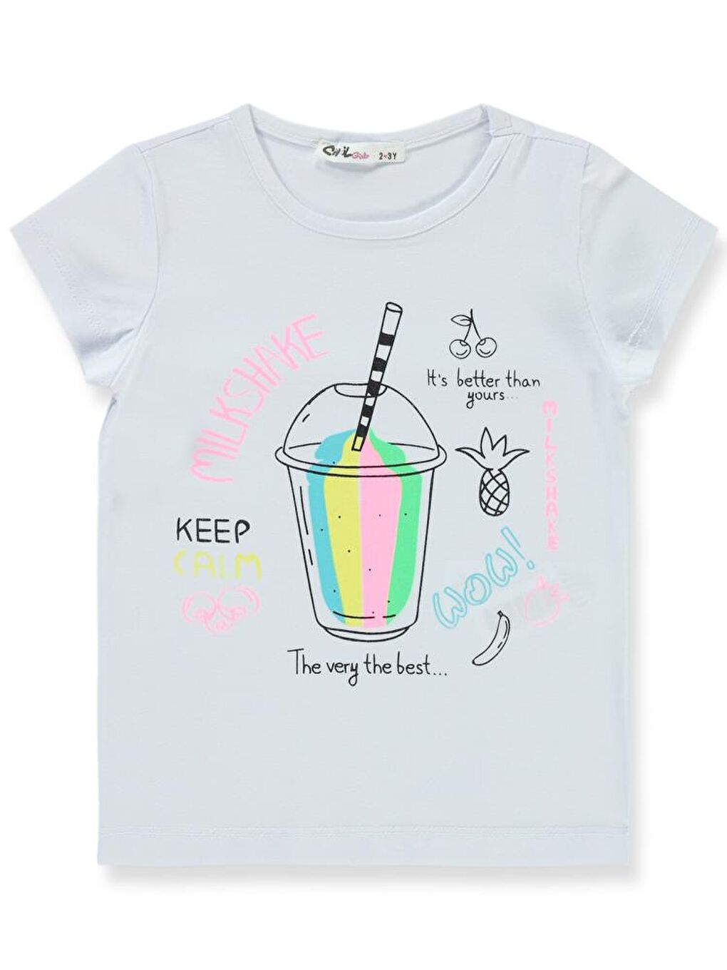 Girls Milkshake Baskılı 2-5 Yaş Tişört - Beyaz3-4 Yaş-1