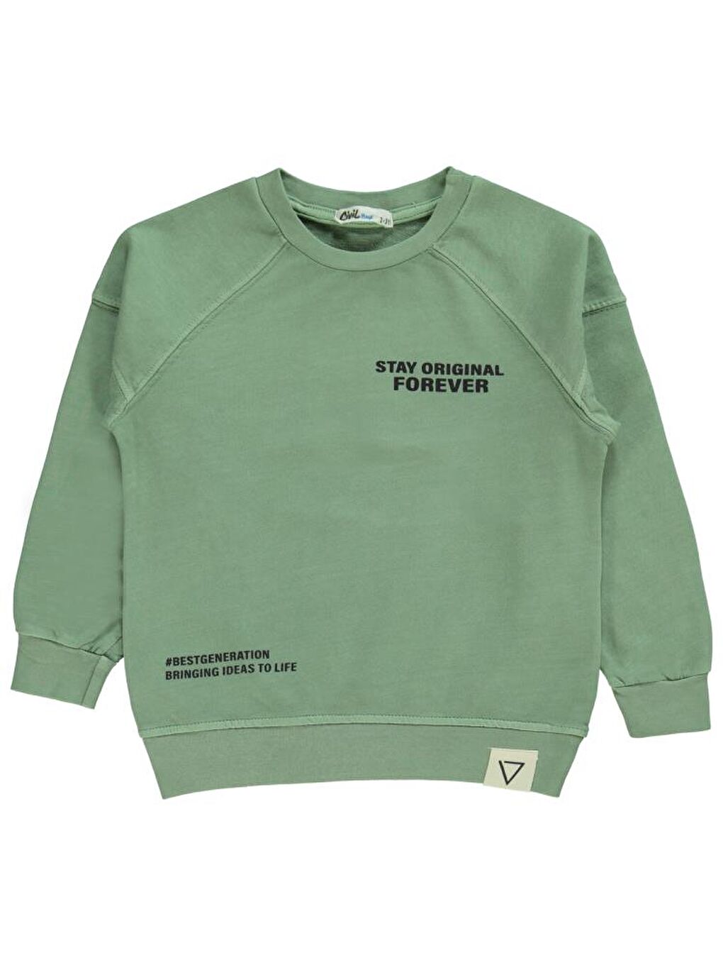 Boys Stay Orıgınal Baskılı 2-5 Yaş Sweatshirt - Haki2-3 Yaş