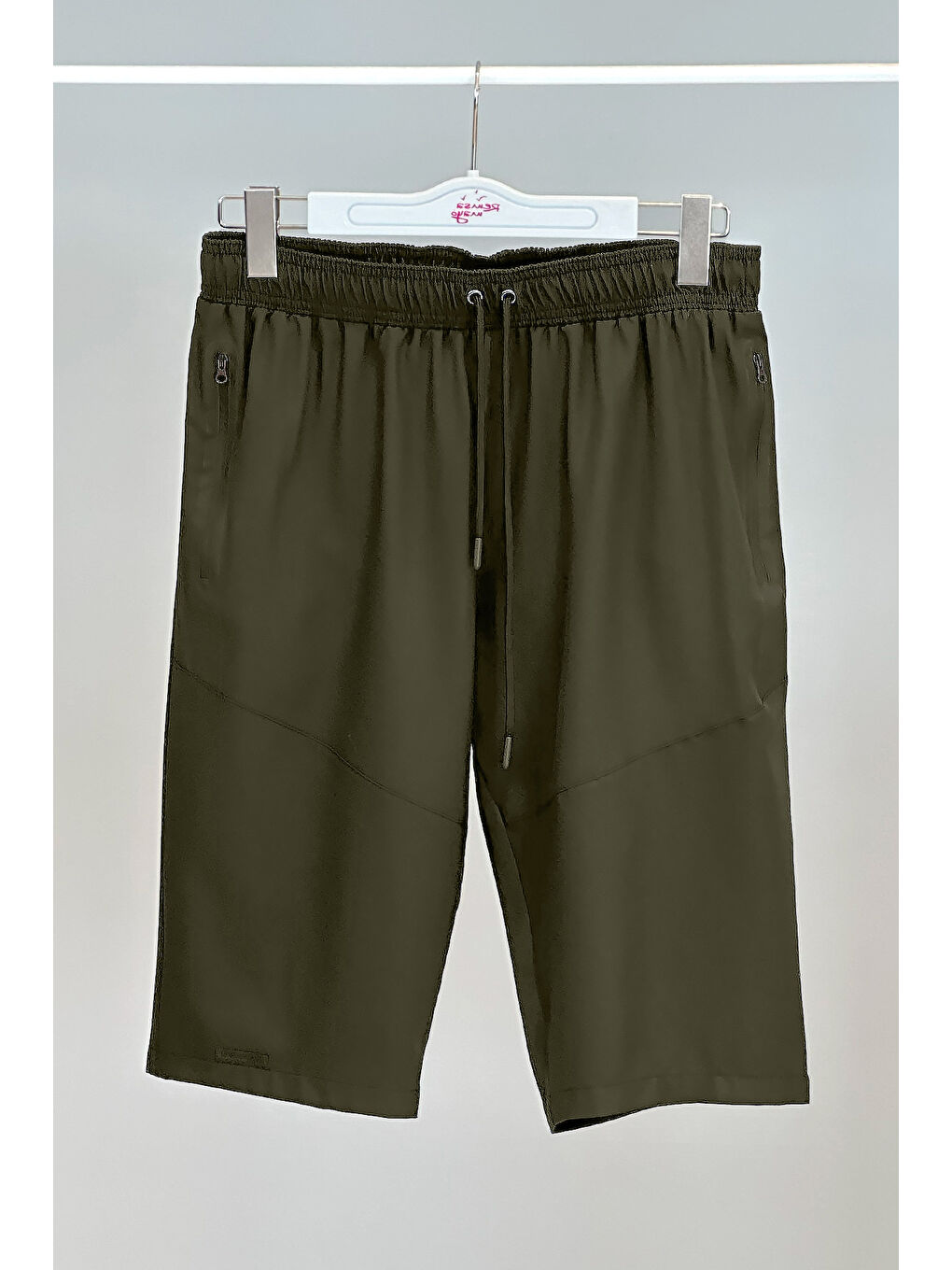 Erkek Havuz Deniz Uzun Kapri Şort Mayo RKS-02 Haki-3