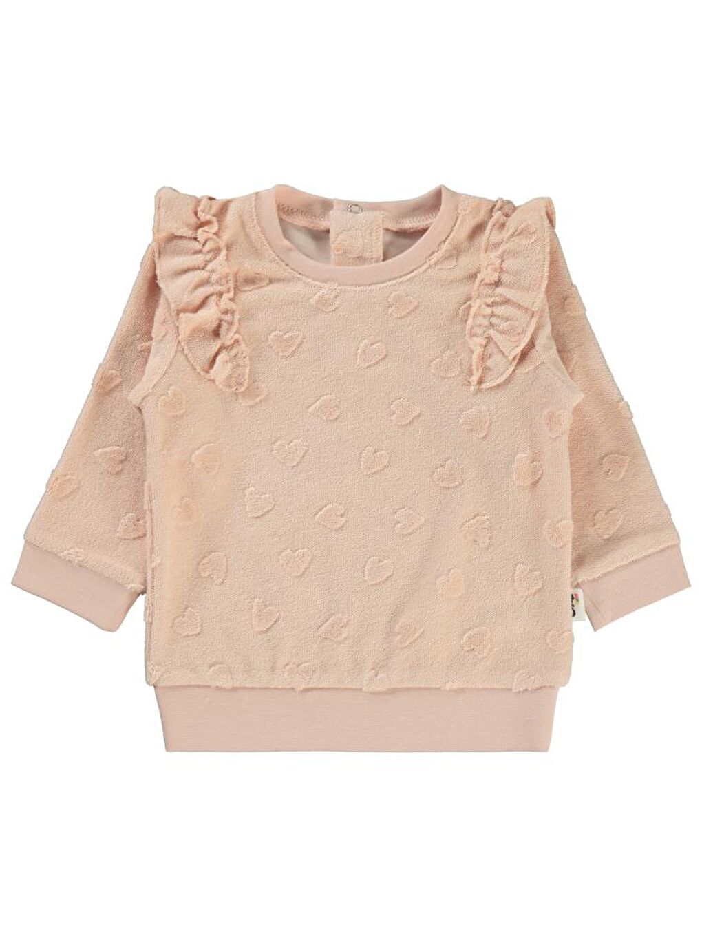 Pembe Baby Kalp Jakarlı 6-18 Ay Sweatshirt - Pudra12-18 Ay